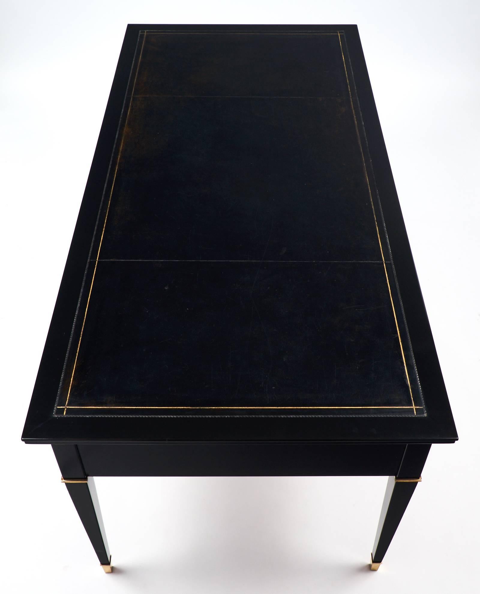 Mid-20th Century French Directoire Style Black Leather-Top Desk