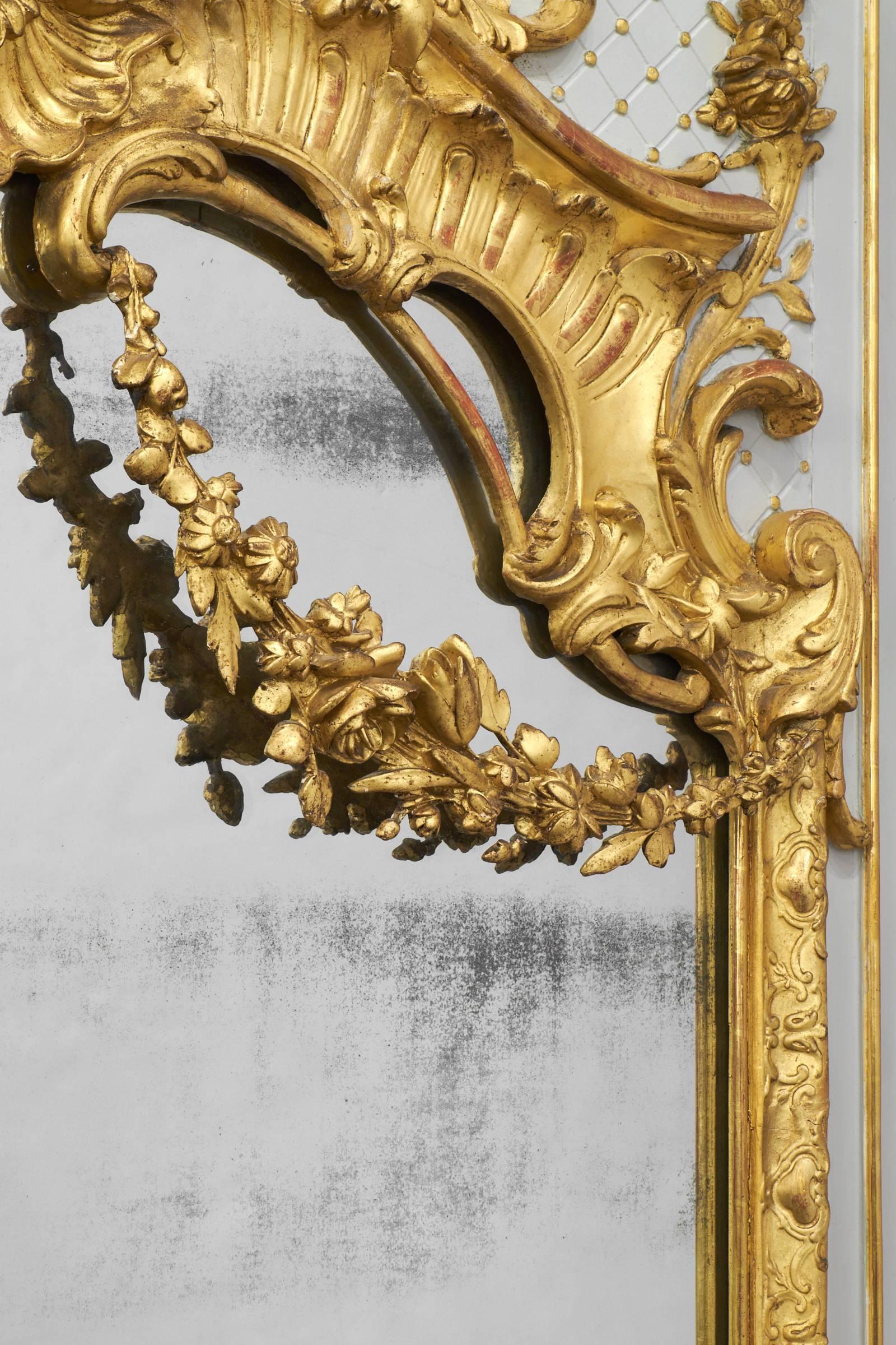 Antique French, Louis XVI Gold Leaf Trumeau 1