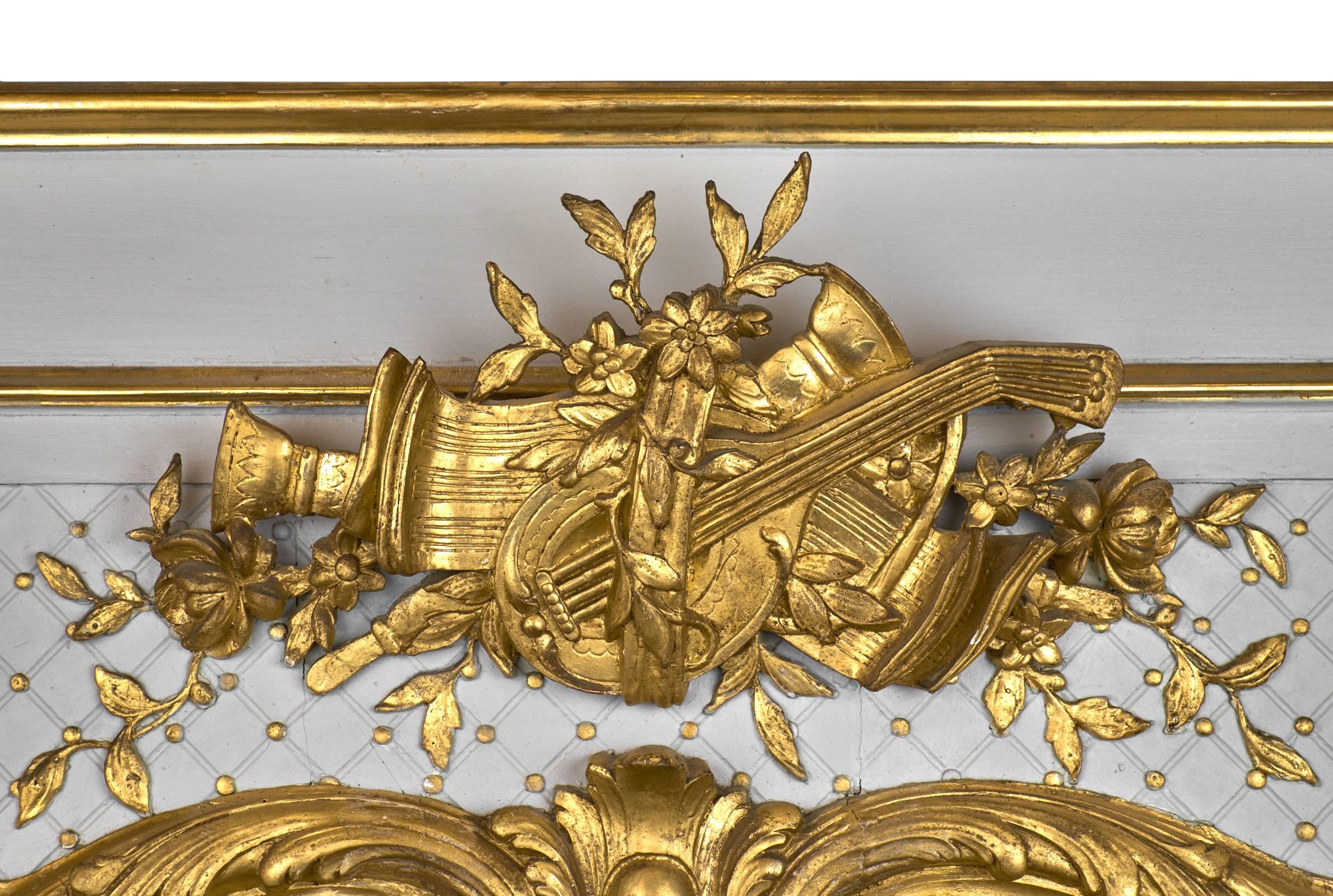 19th Century Antique French, Louis XVI Gold Leaf Trumeau