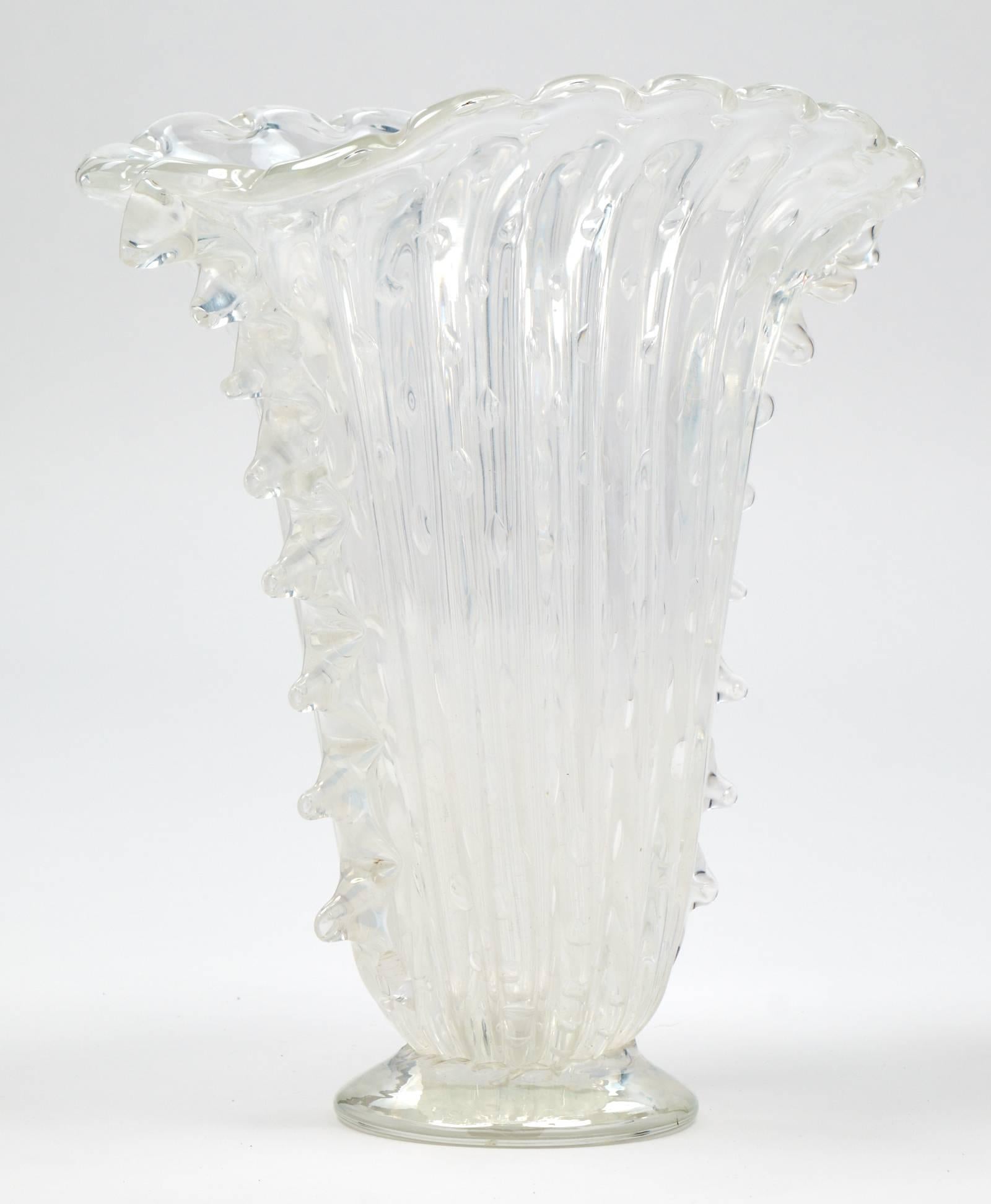 white murano glass vase