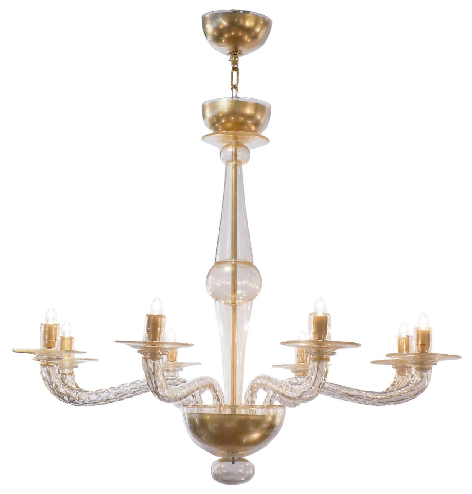 Lampadario in vetro di Murano "Avventurina" in oro a 23 carati