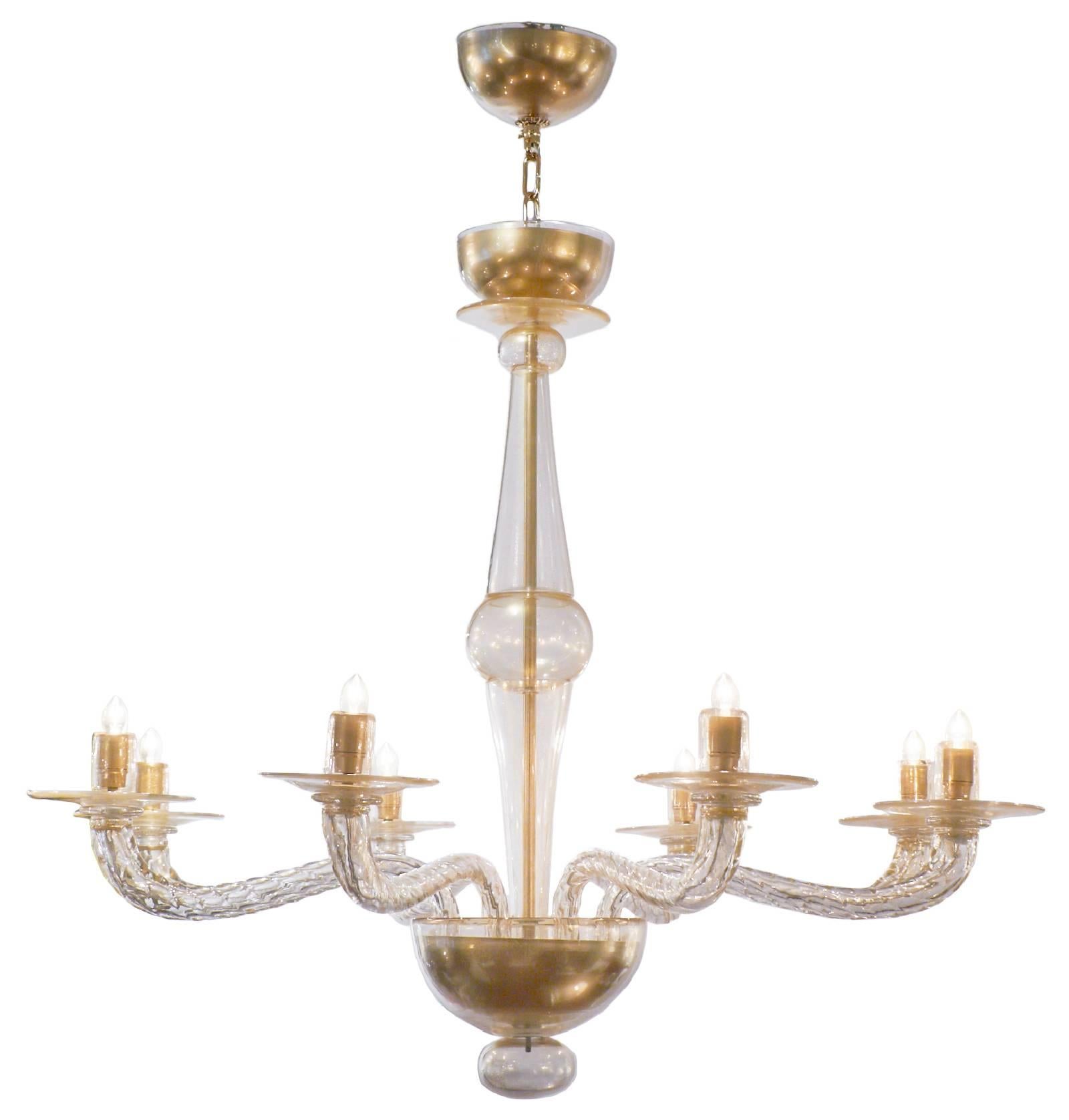 Murano 23-Karat Gold "Avventurina" Glass Chandelier