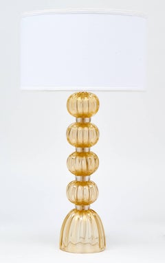Pair of Murano "Avventurina" Gold-Flecked Glass Lamps
