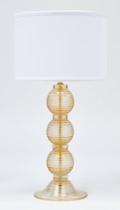 Pair of Ridged Murano "Avventurina" Glass Table Lamps