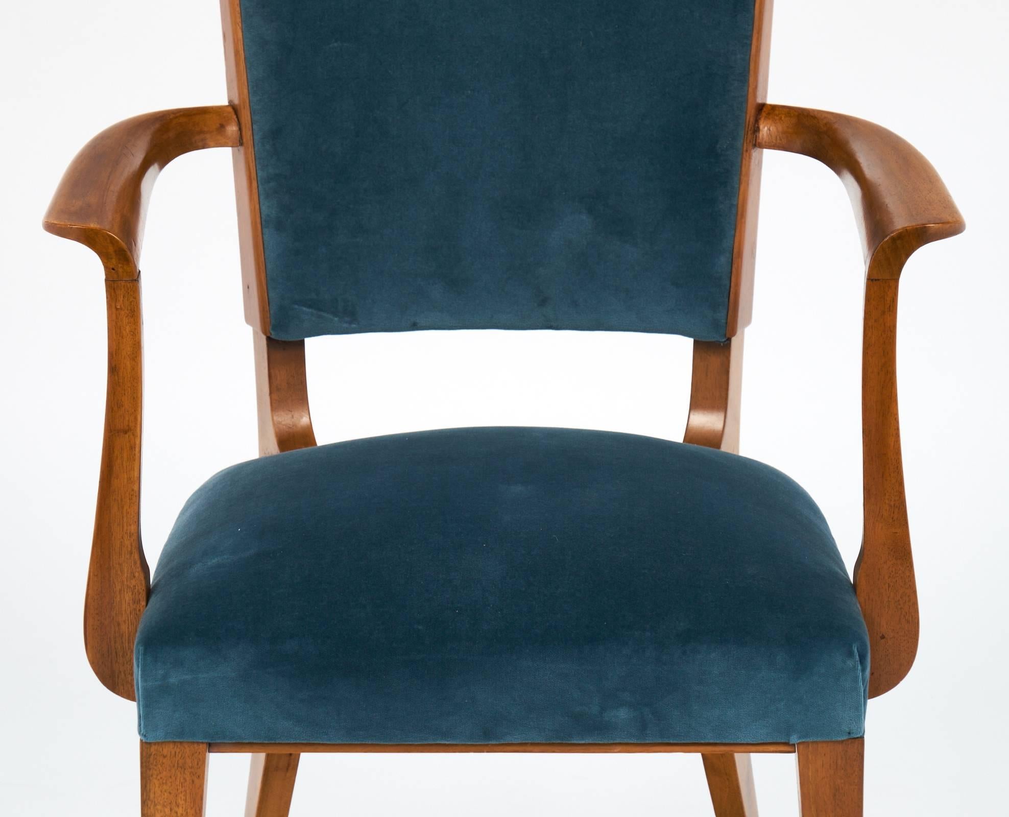 French Art Deco Set of Cherrywood Dining Room Chairs 3