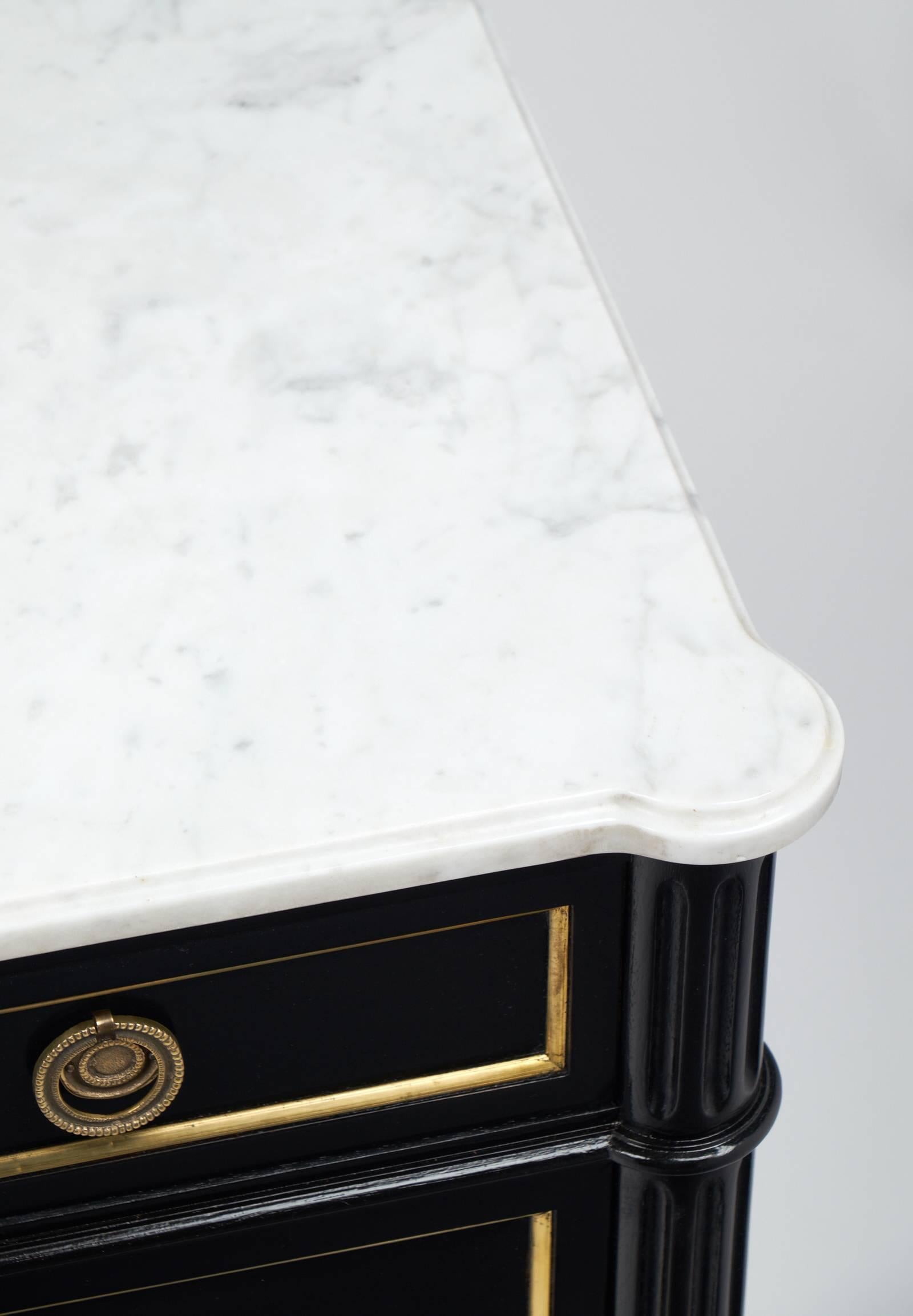 Carrara Marble-Top French Louis XVI Style Chest of Drawers 3