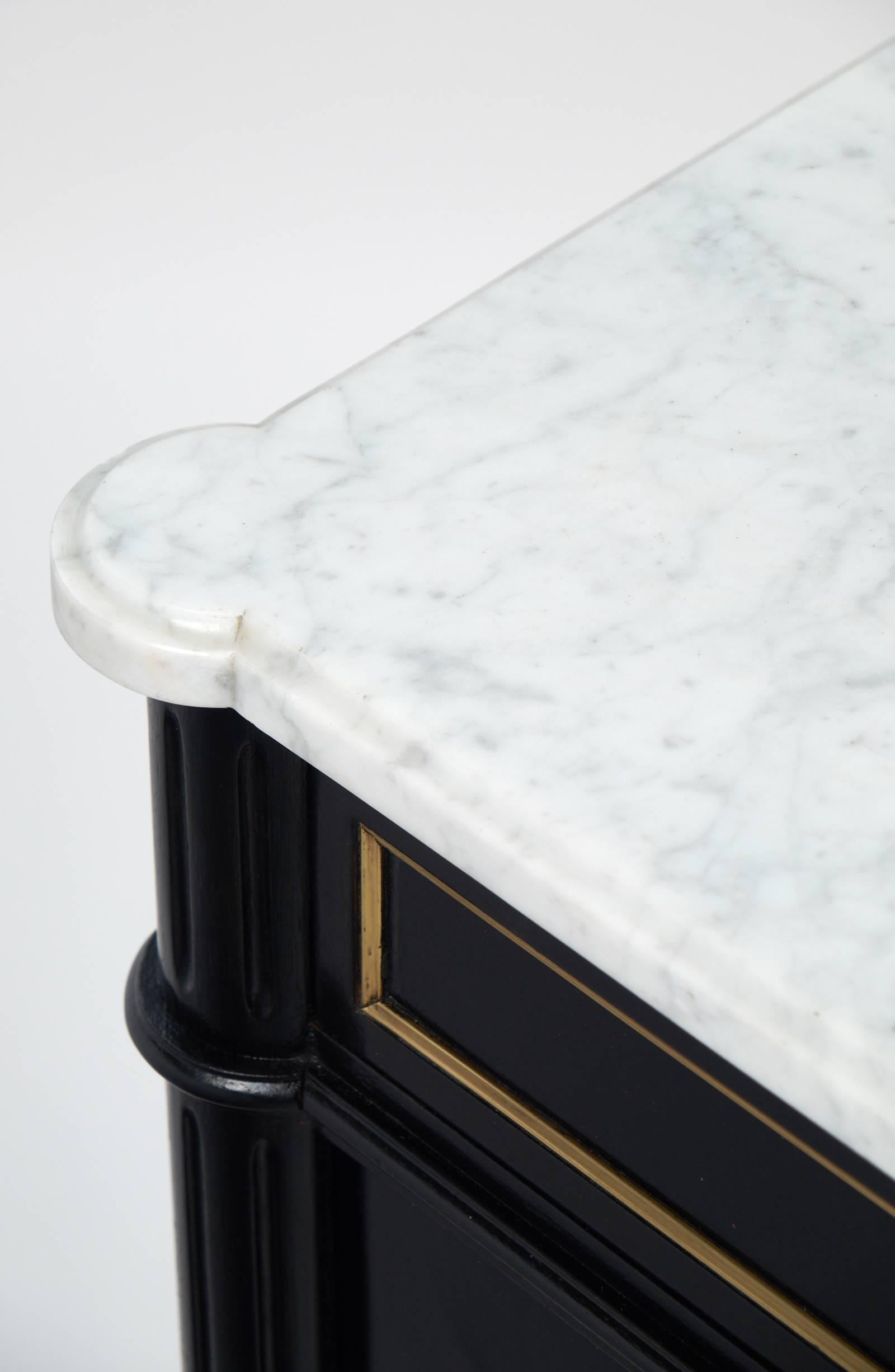 Antique Louis XVI Style Carrara Marble Top Two Door Buffet 1
