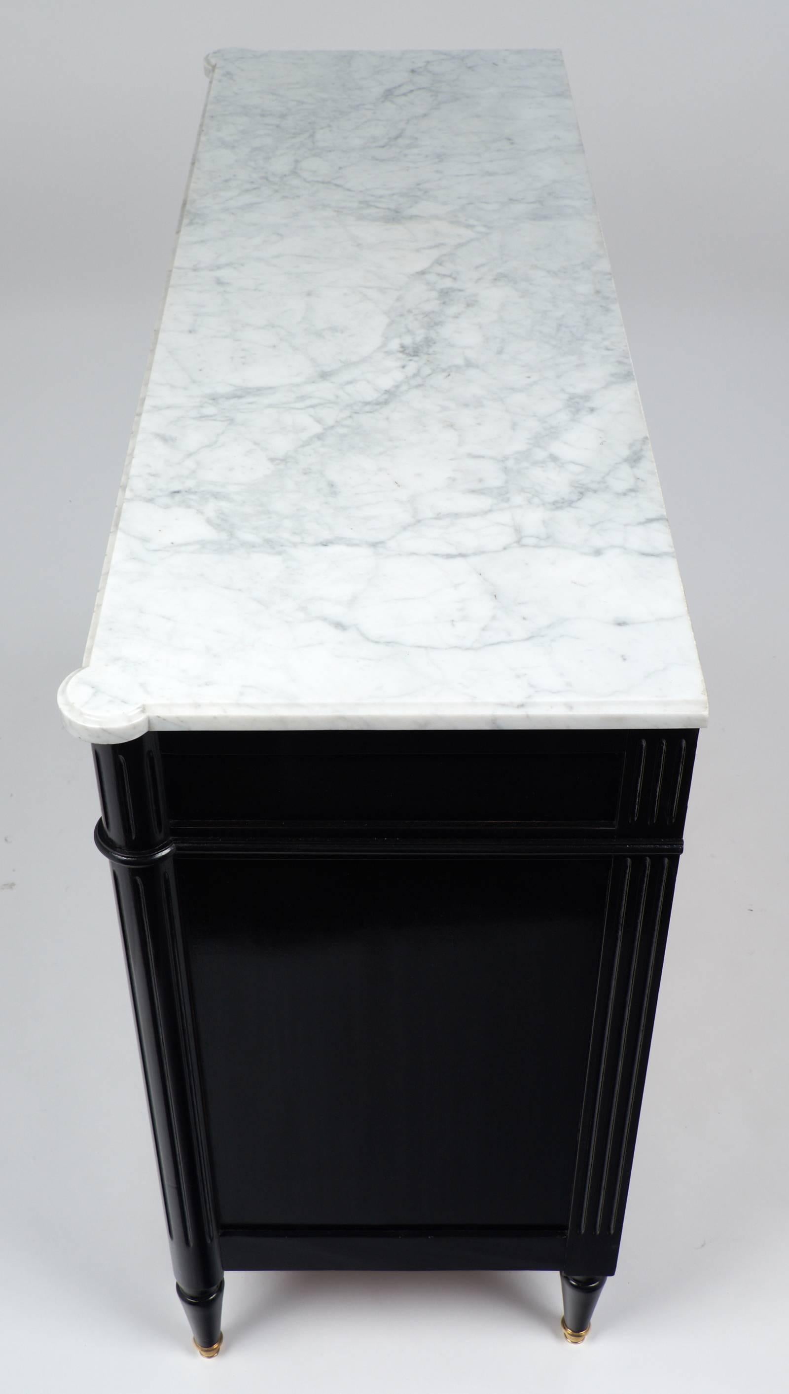 Early 20th Century Antique Louis XVI Style Carrara Marble Top Two Door Buffet