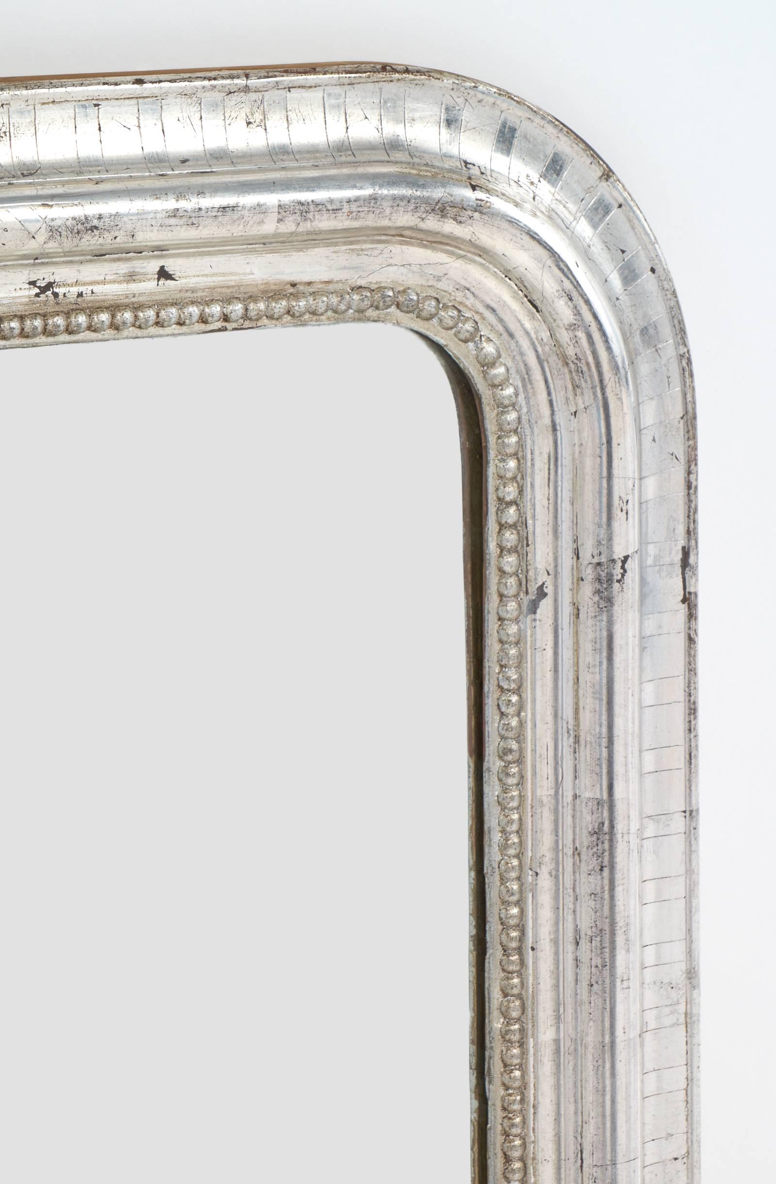 Antique French Louis Philippe Silver Leaf Mirror 4