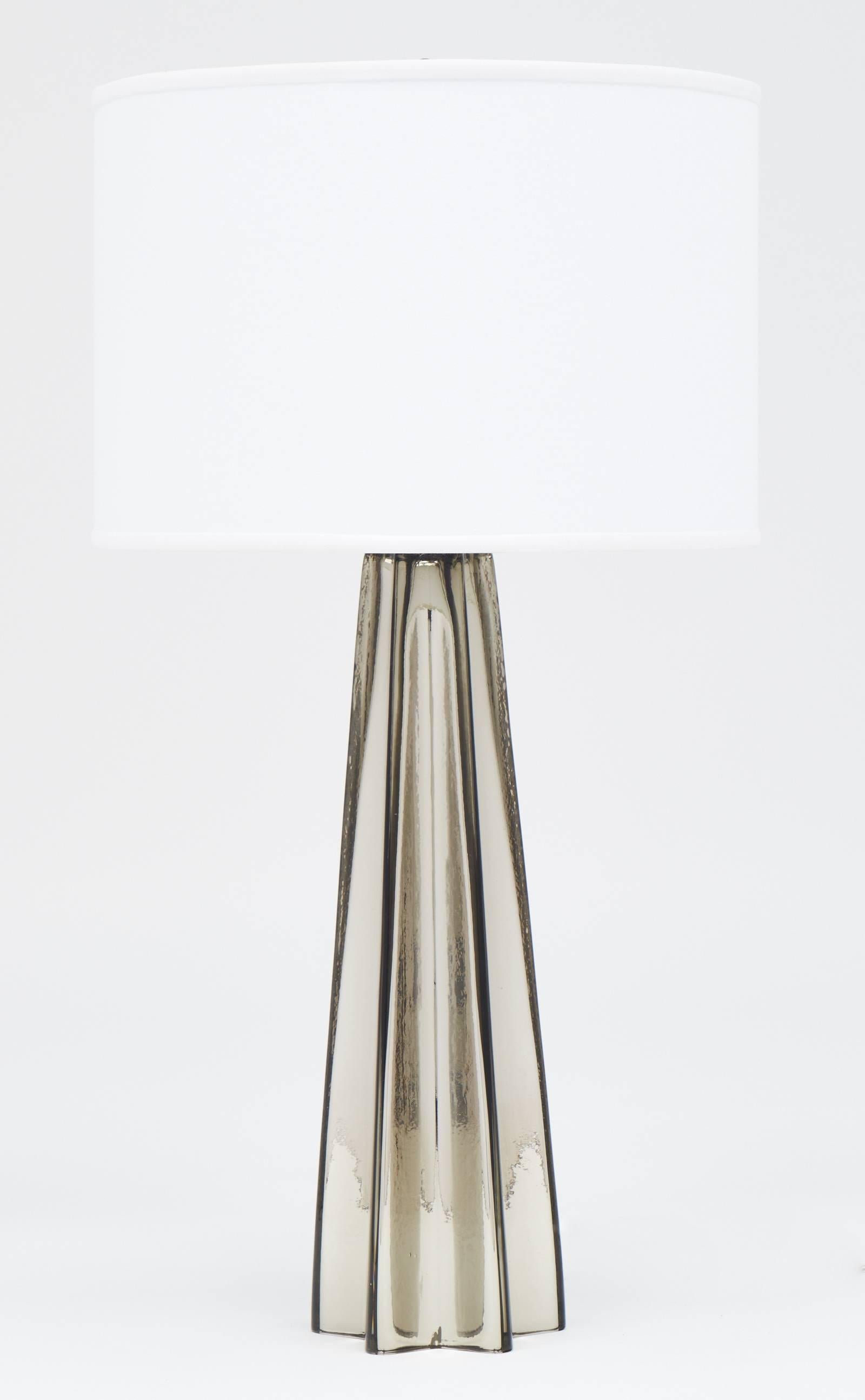 Modern Murano Mercury Glass Pair of Star-Shaped Lamps