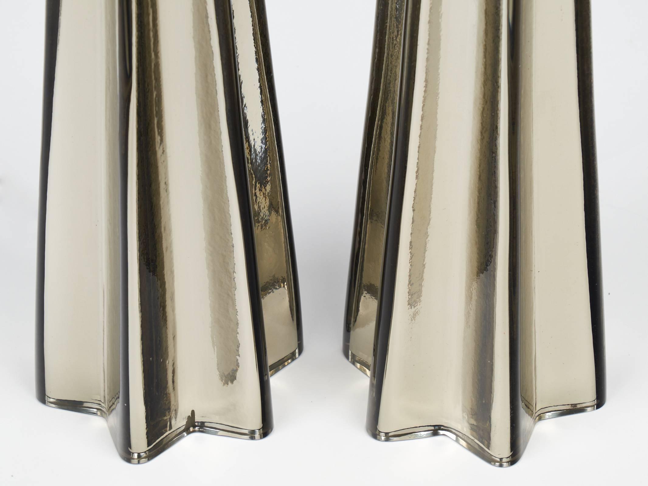 Murano Mercury Glass Pair of Star-Shaped Lamps 1