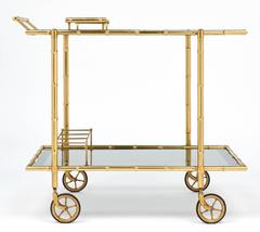 Mid-Century French Faux Bamboo Bar Cart by Maison Baguès
