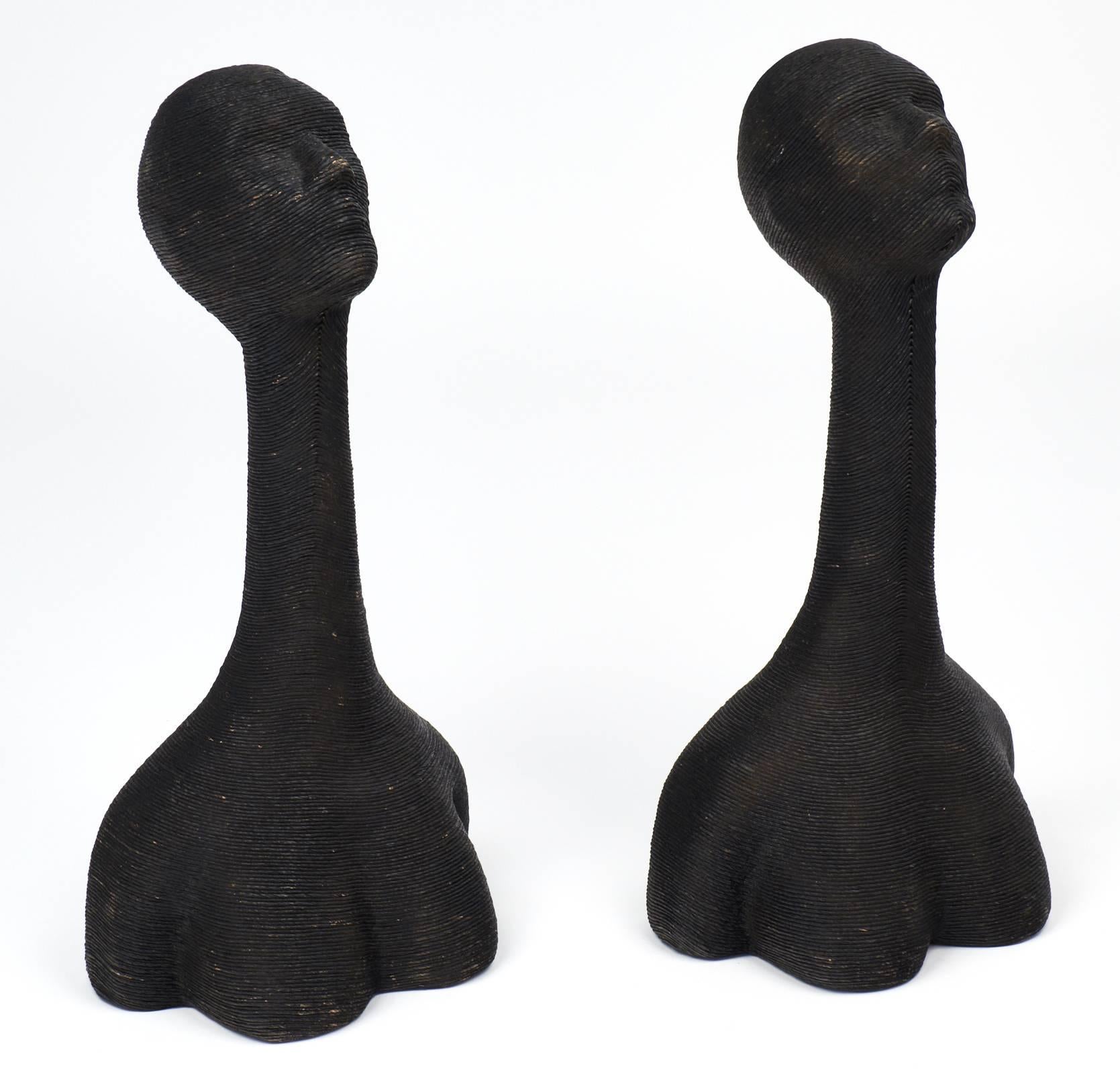 Mid-Century Modern French Vintage Pair of Long-Necked Hat Mannequins