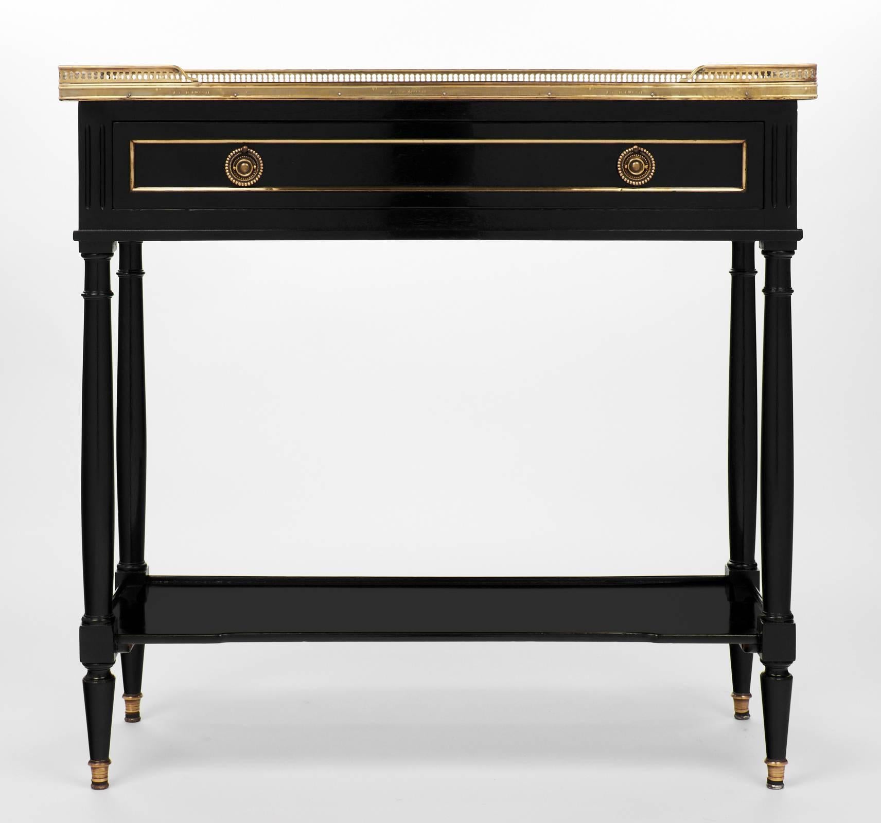 Ebonized French Louis XVI Marble-Top Console Table