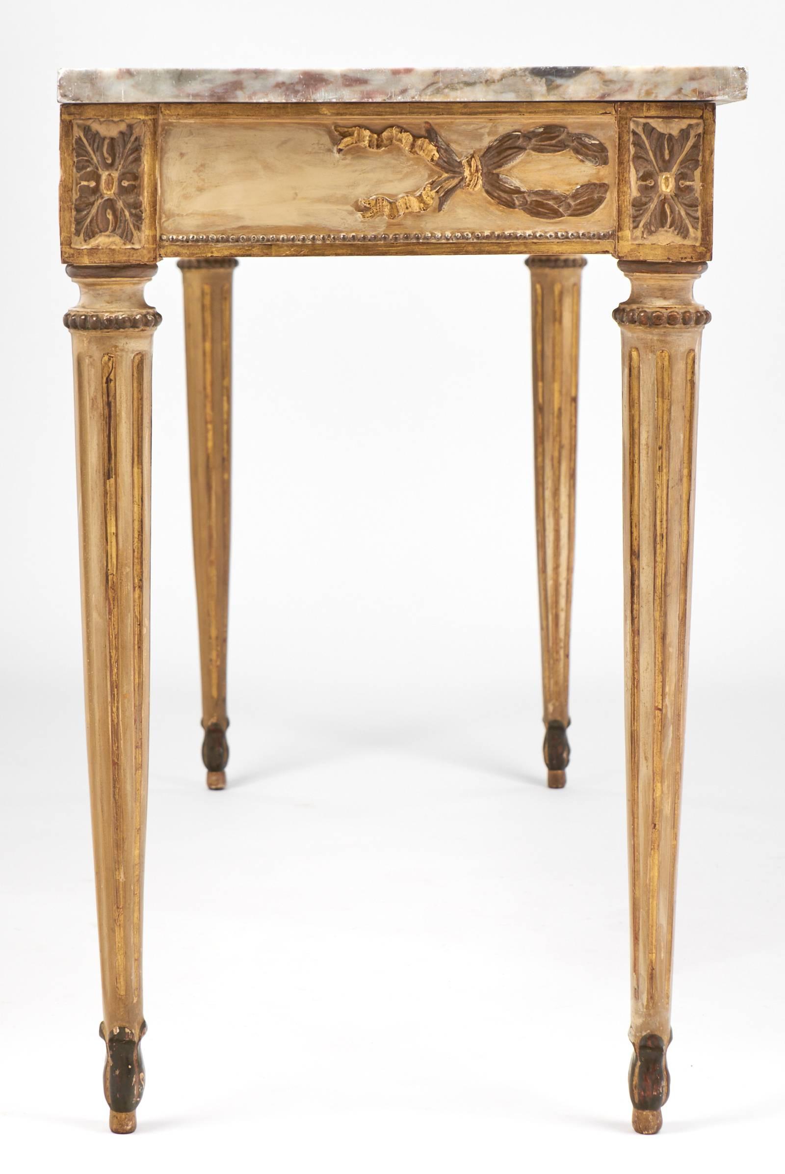 19th Century Antique Pair of Italian Marble-Top Console Tables