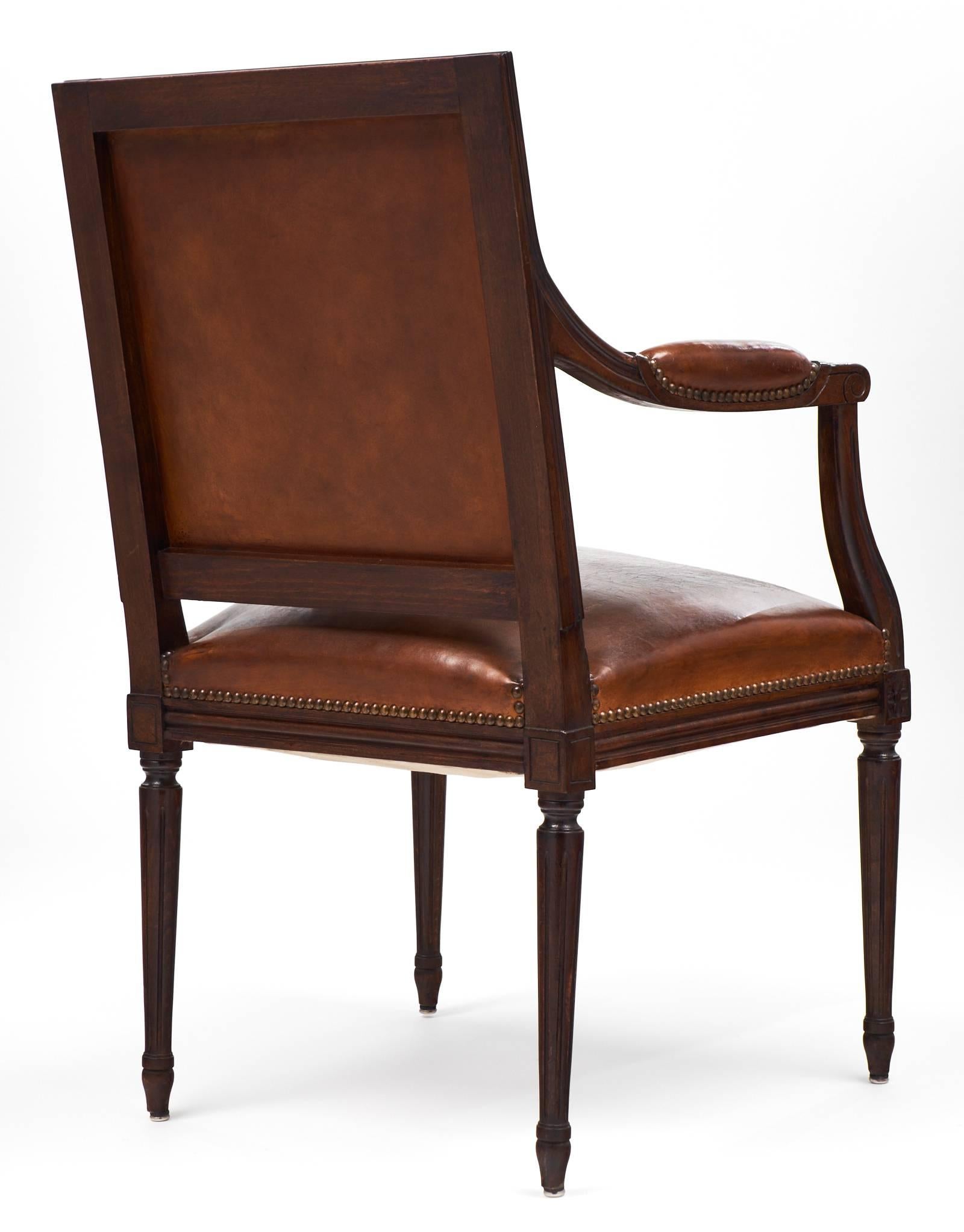 Louis XVI Style Leather Armchair 2