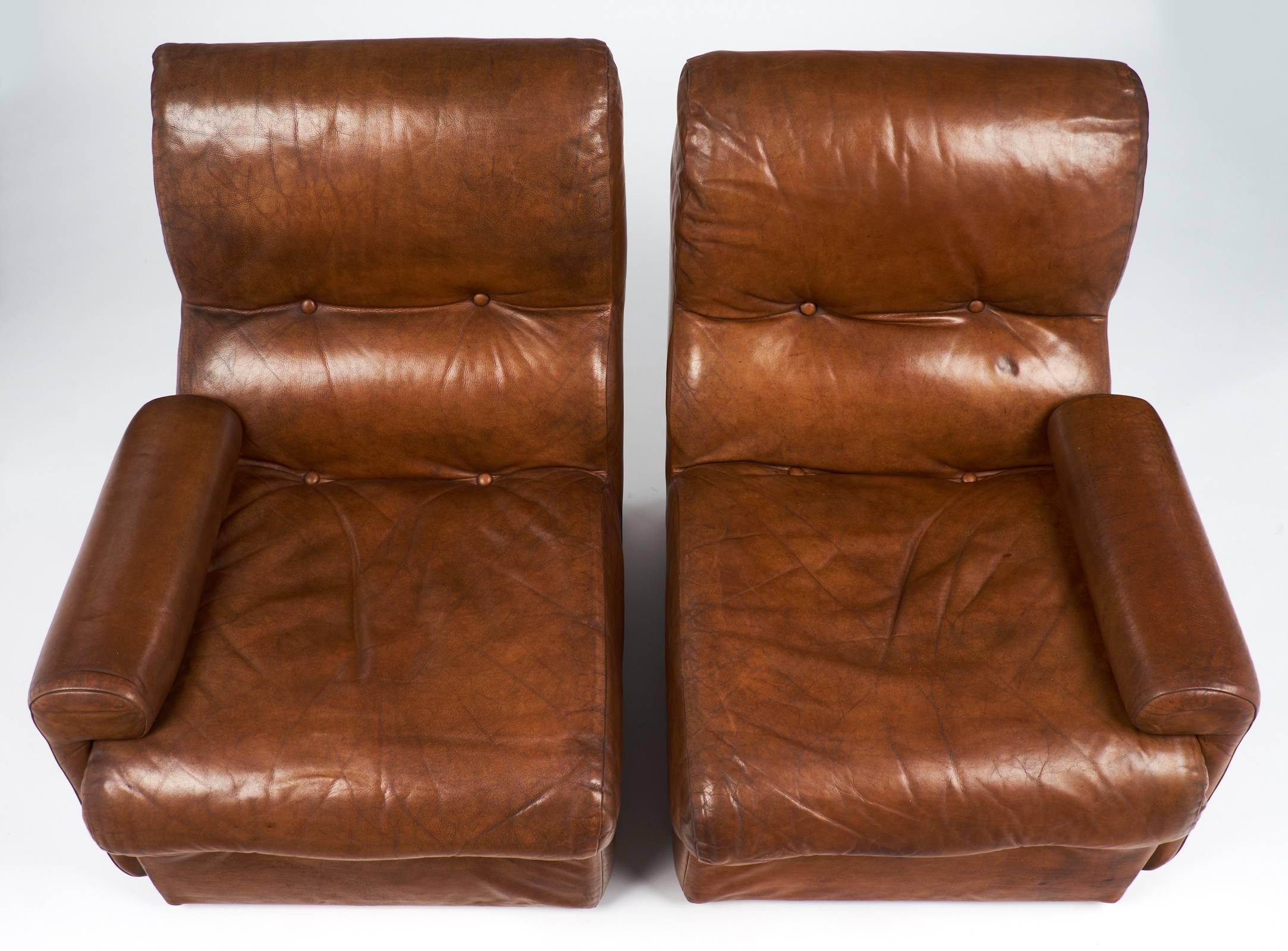 Mid-Century Modern Vintage Mid-Century Cognac Leather Armchairs