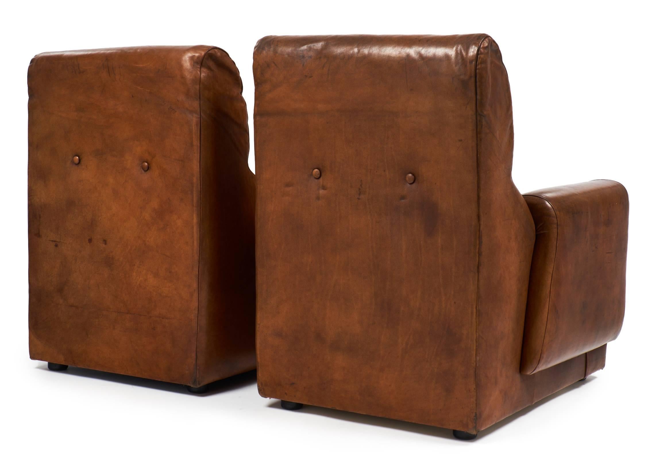Vintage Mid-Century Cognac Leather Armchairs 2