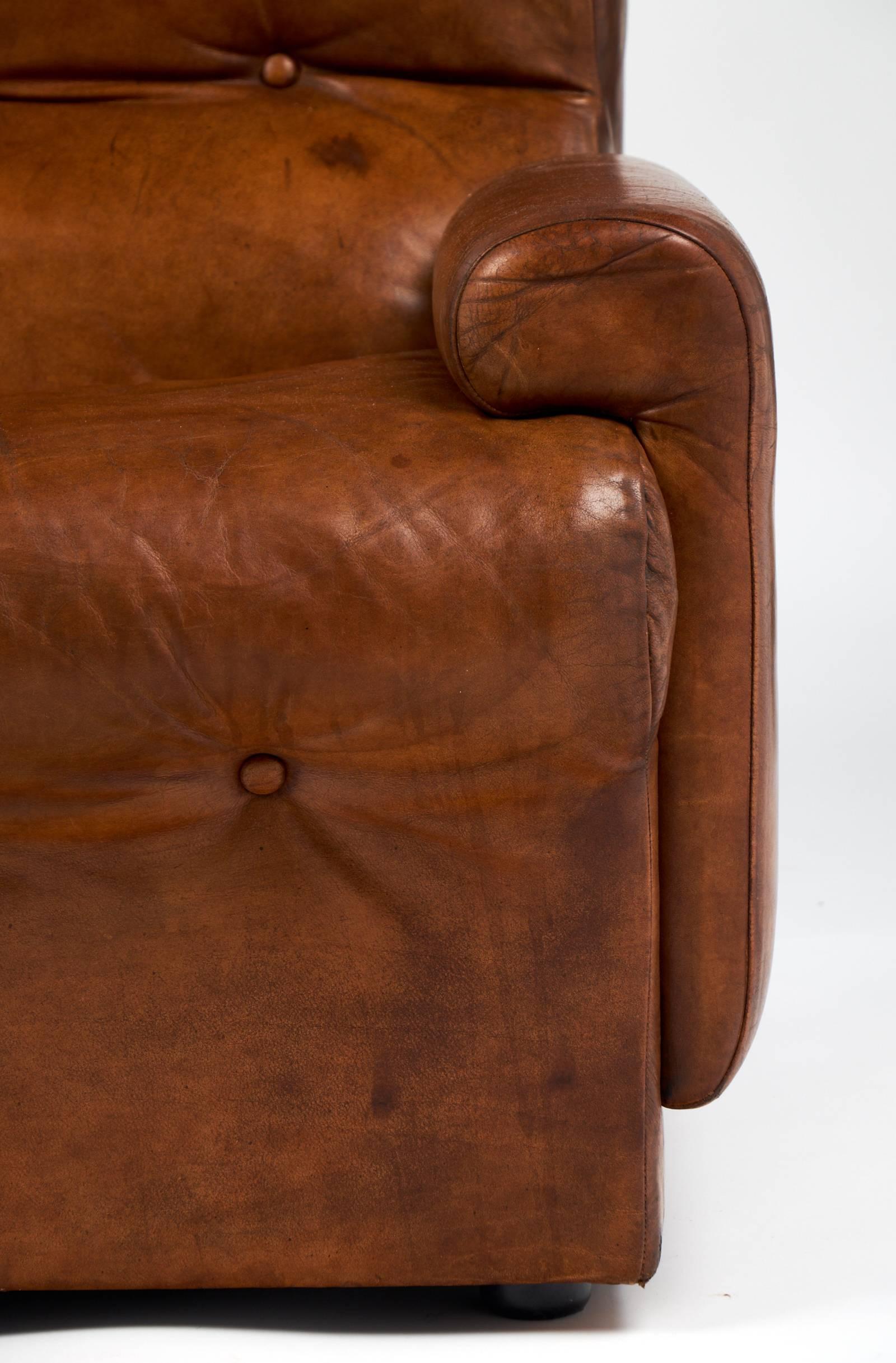 Mid-20th Century Vintage Mid-Century Cognac Leather Armchairs
