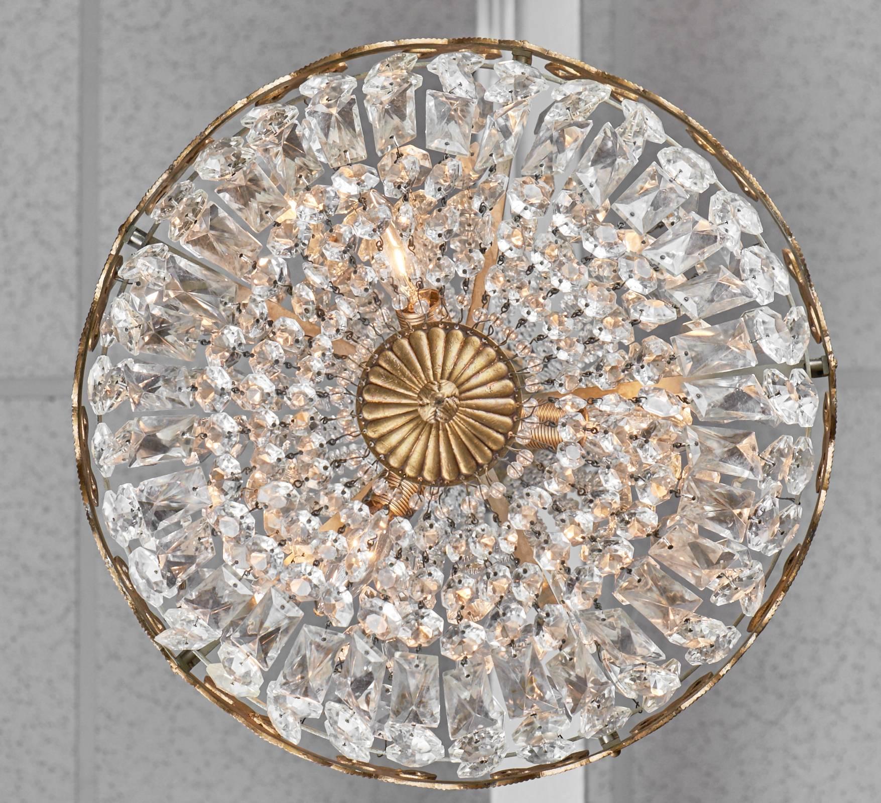 Bronze French Crystal Pendant Chandelier in the Louis XVI Style