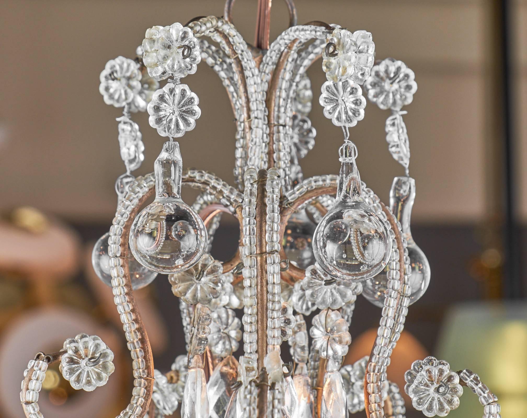 Antique Italian Crystal Chandelier In Excellent Condition In Austin, TX