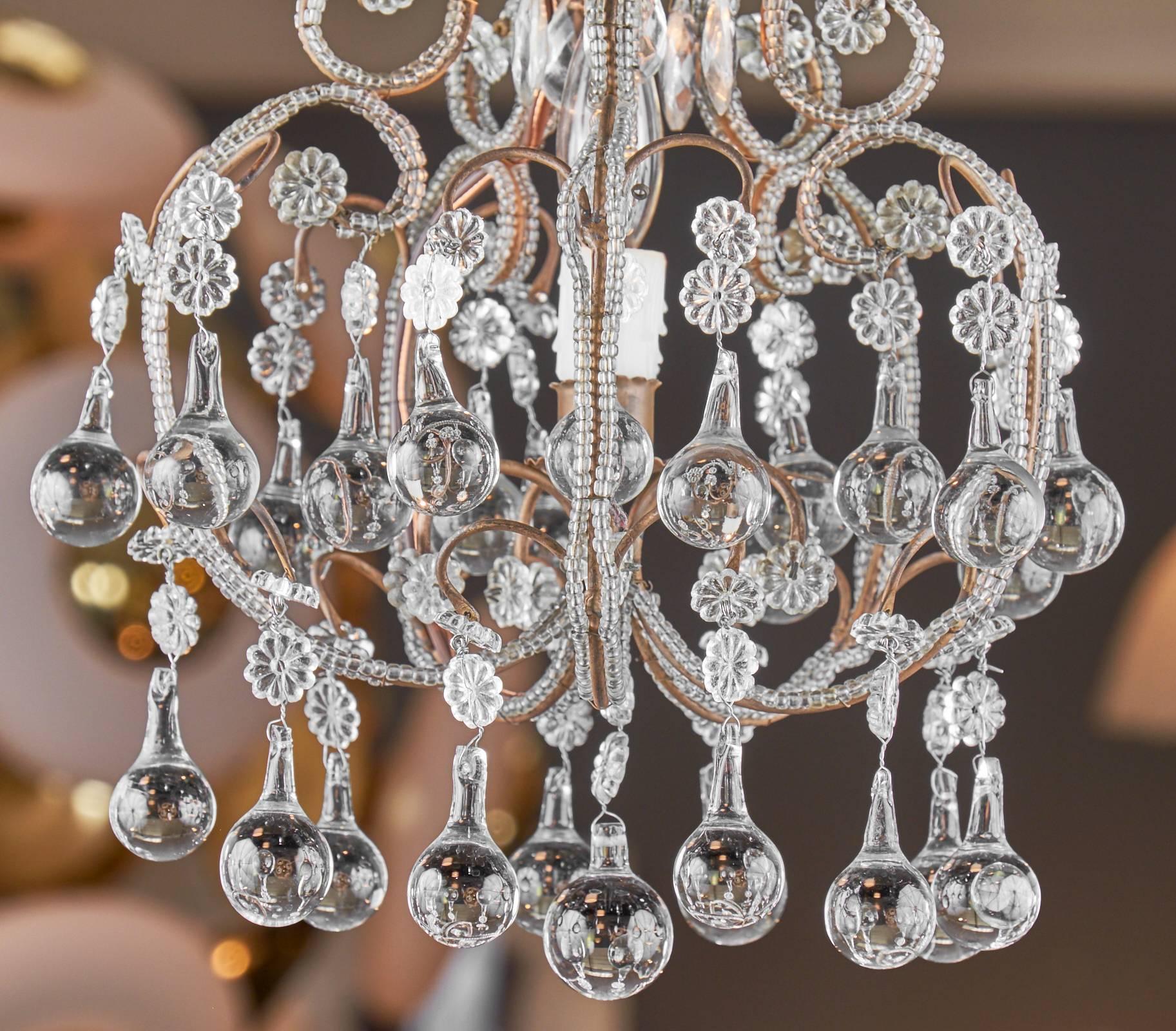 Brass Antique Italian Crystal Chandelier