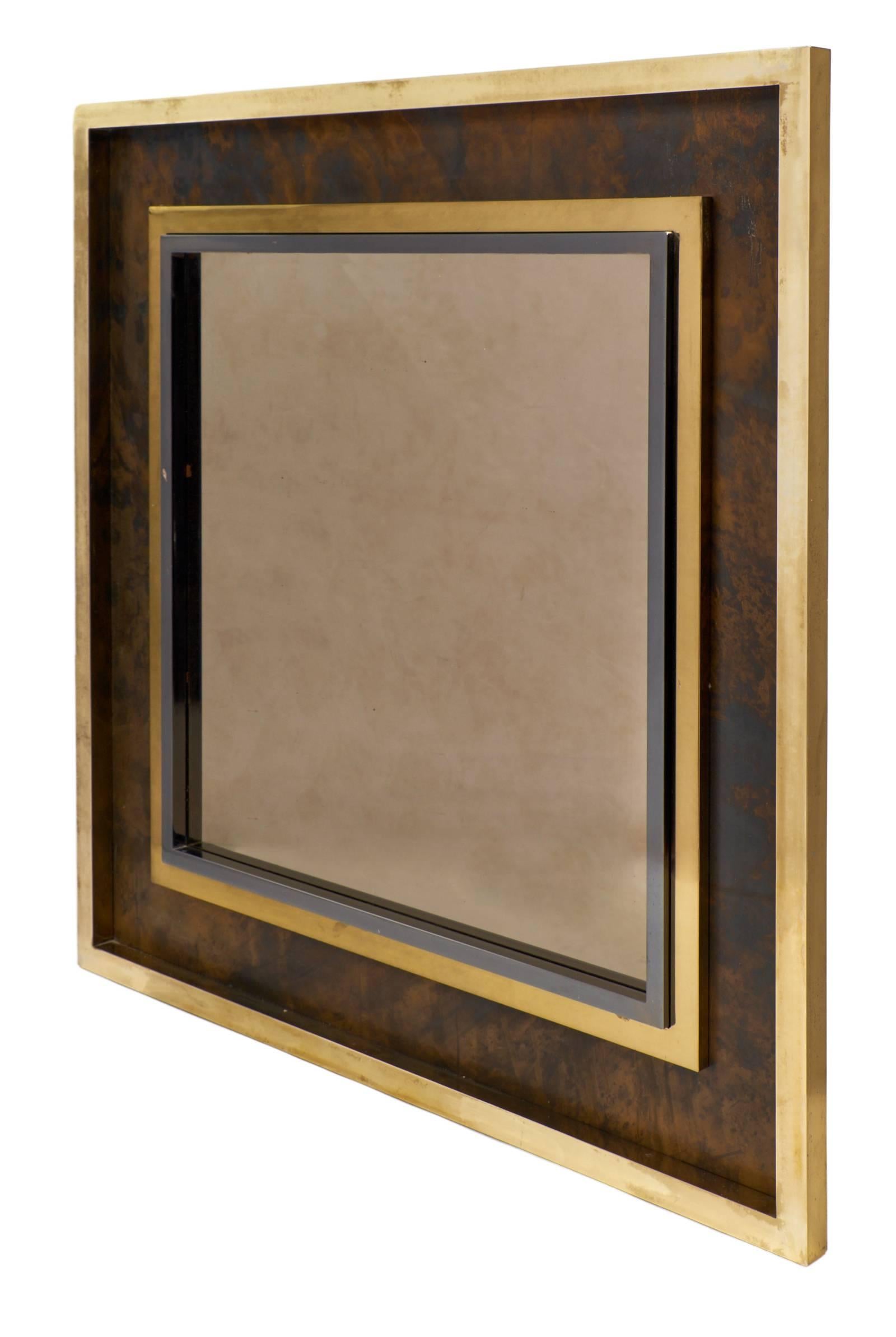 Large Mid-Century Modern French Square Mirror In Excellent Condition In Austin, TX