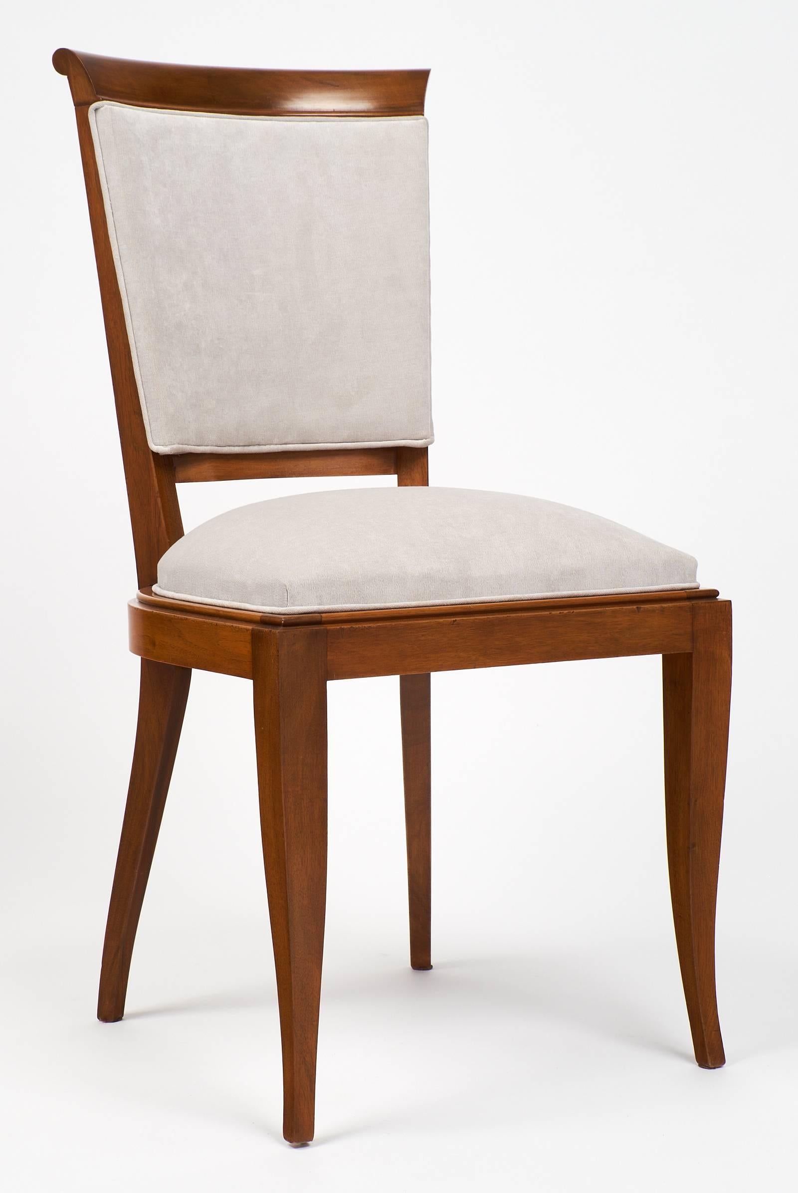 French Art Deco French Polished Walnut Dining Chairs In Excellent Condition In Austin, TX