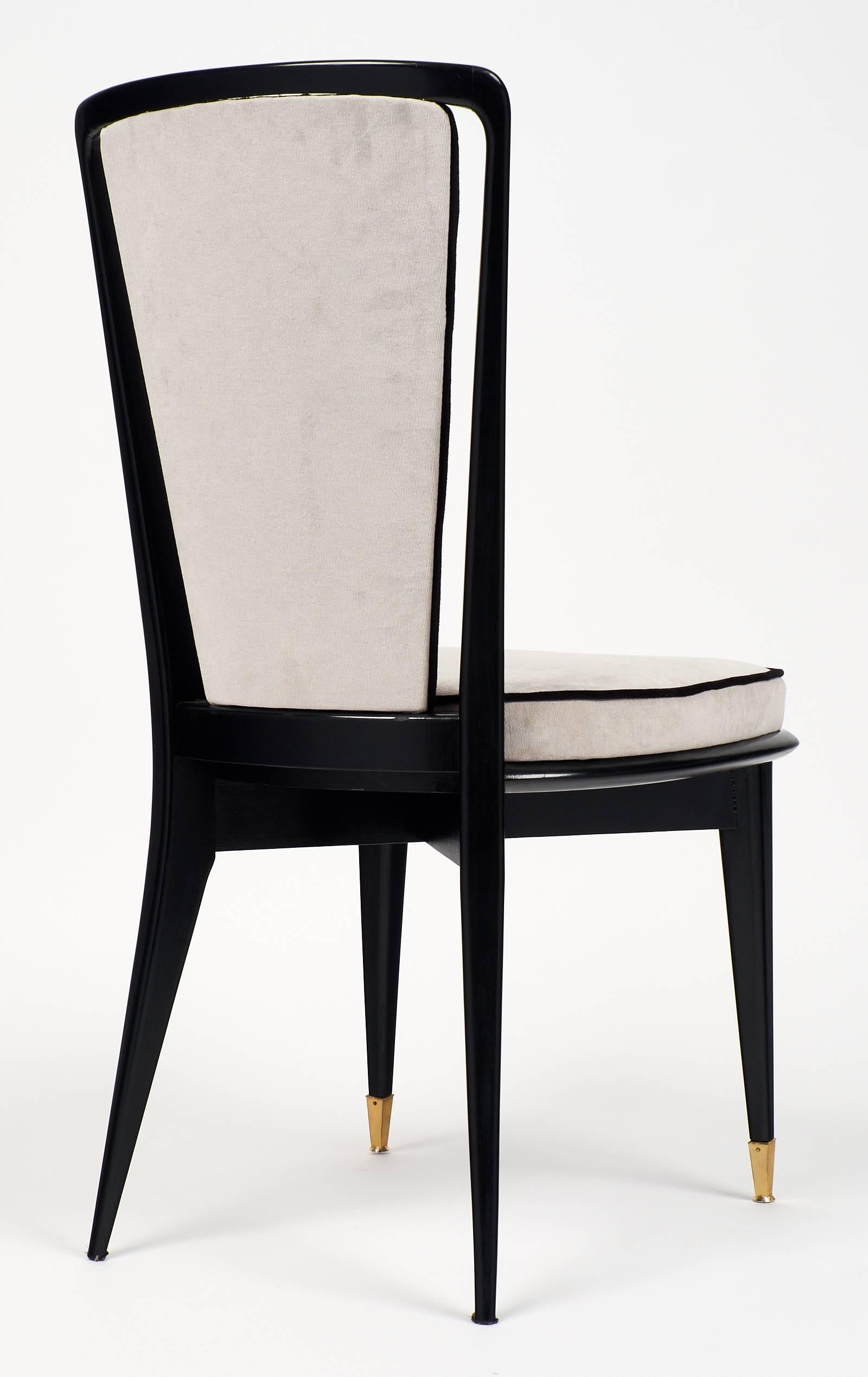 Vintage French Dining Chairs with Ebonized Wood Frames 2