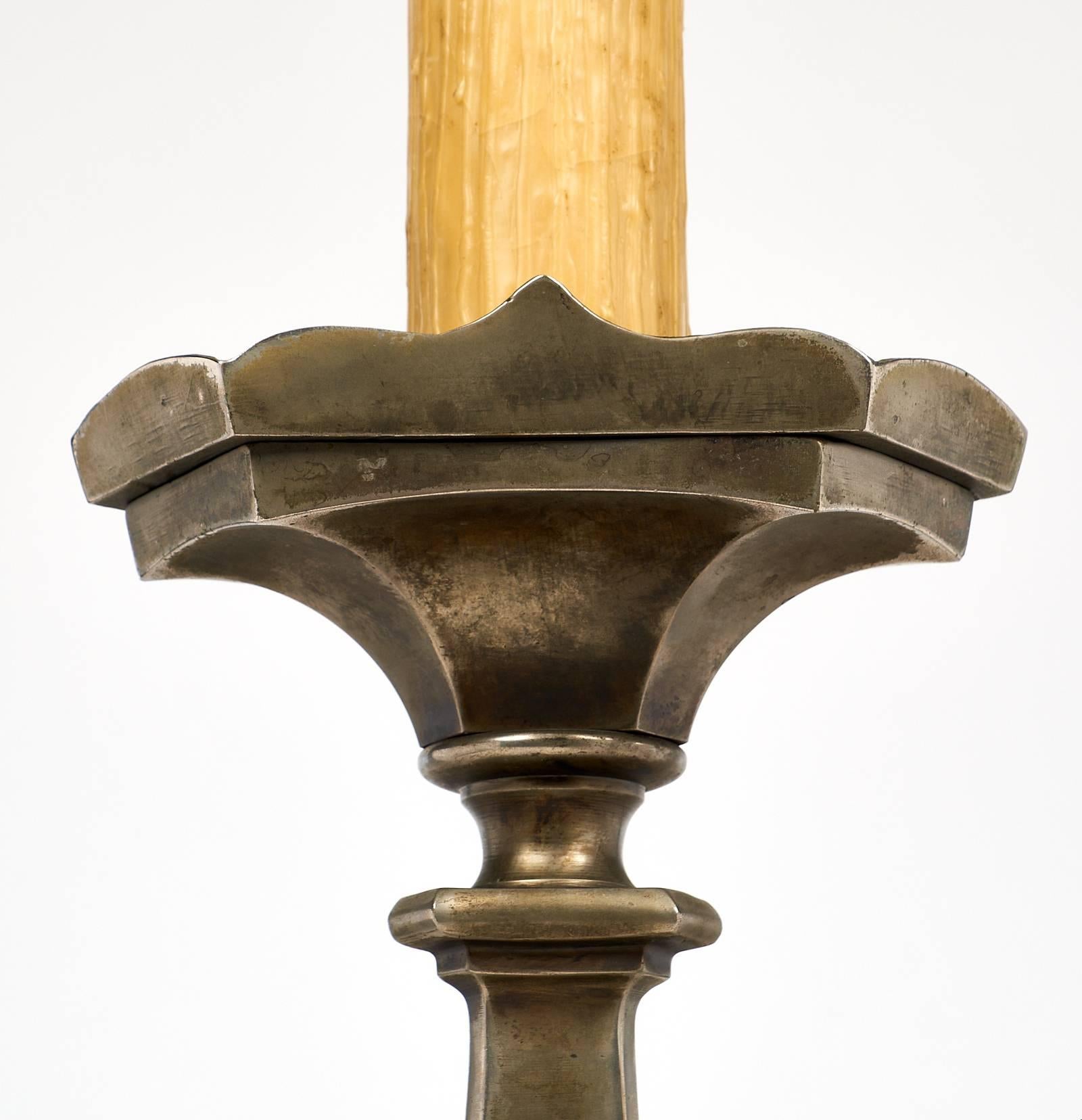 French Spanish Brass Floor Lamp, circa 1950 For Sale