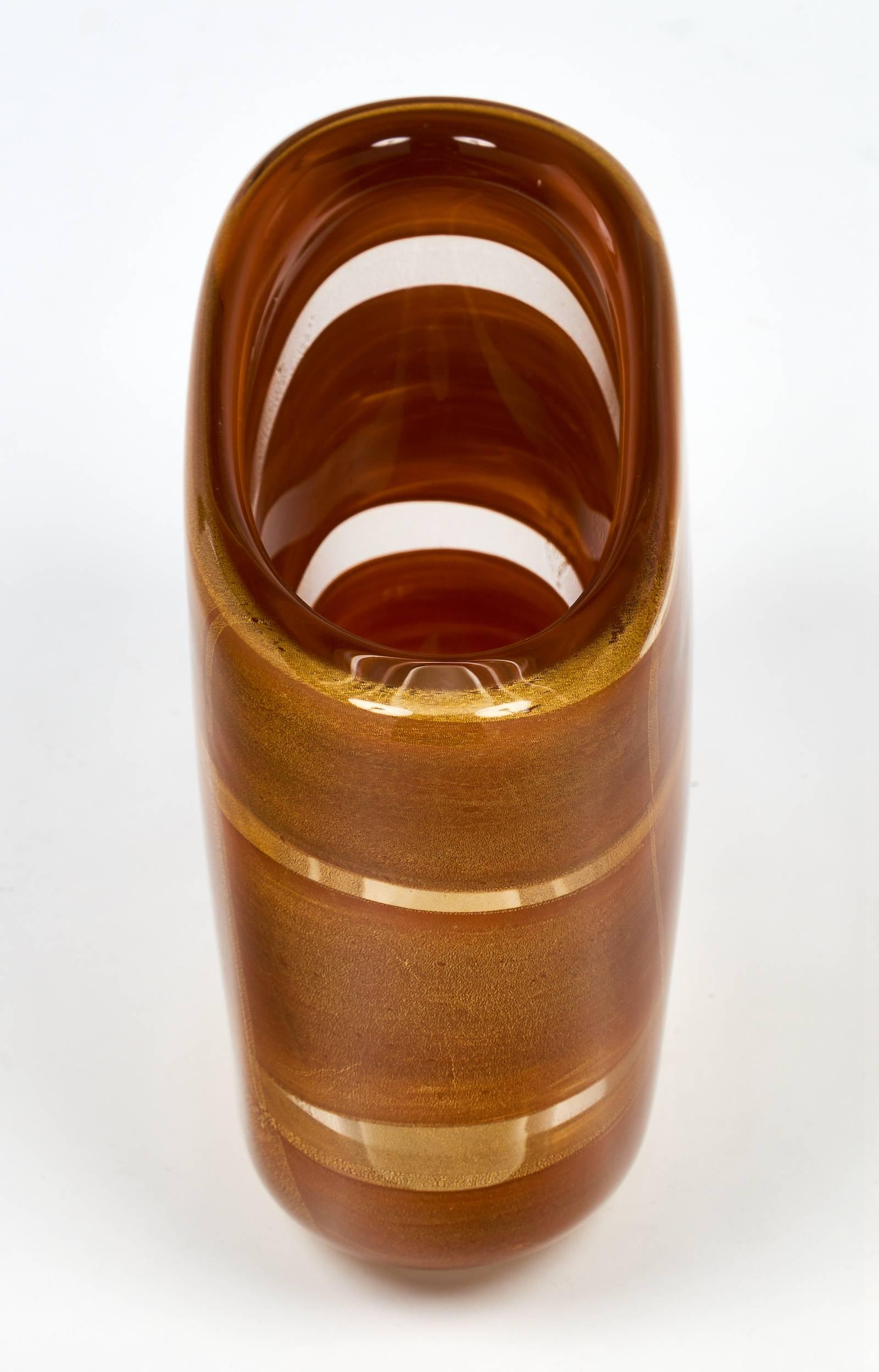 Murano Glass Amber and Gold Vase 3
