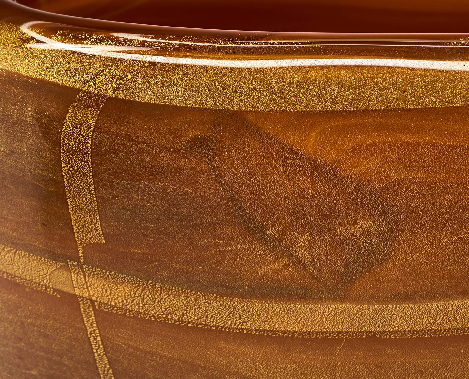 Murano Glass Amber and Gold Vase 1