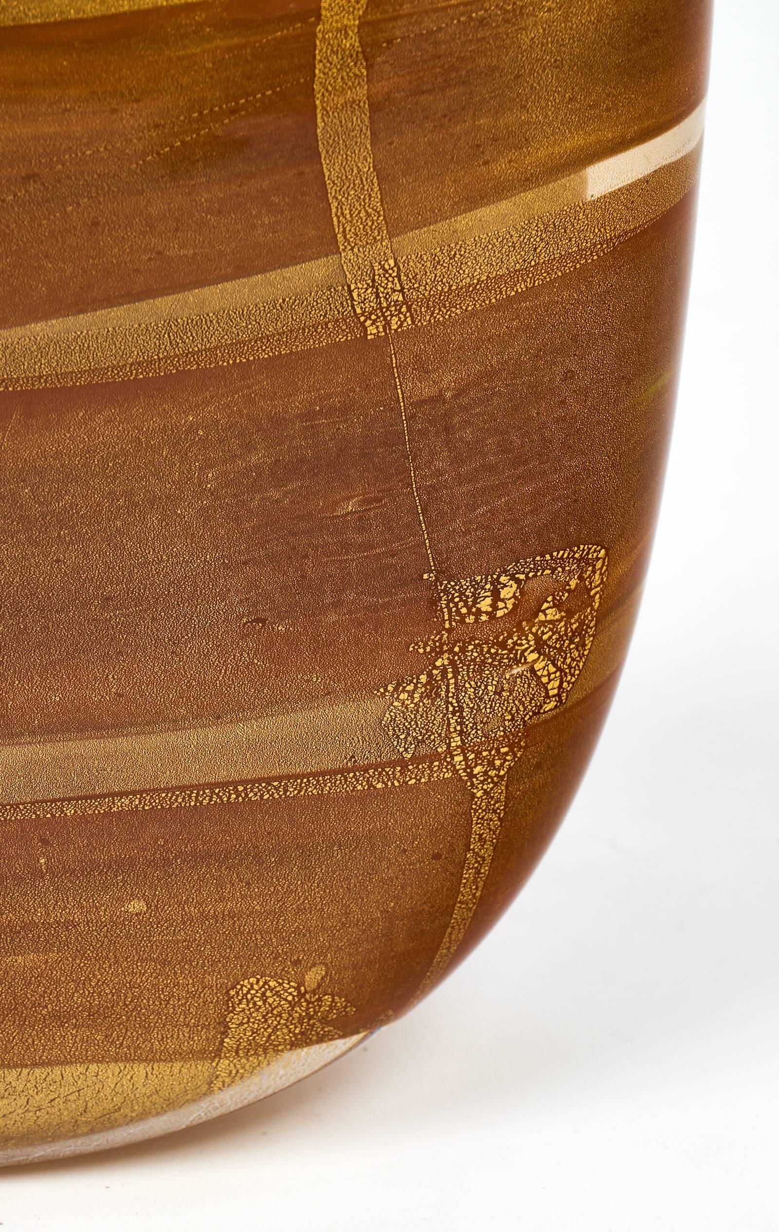 Murano Glass Amber and Gold Vase 2