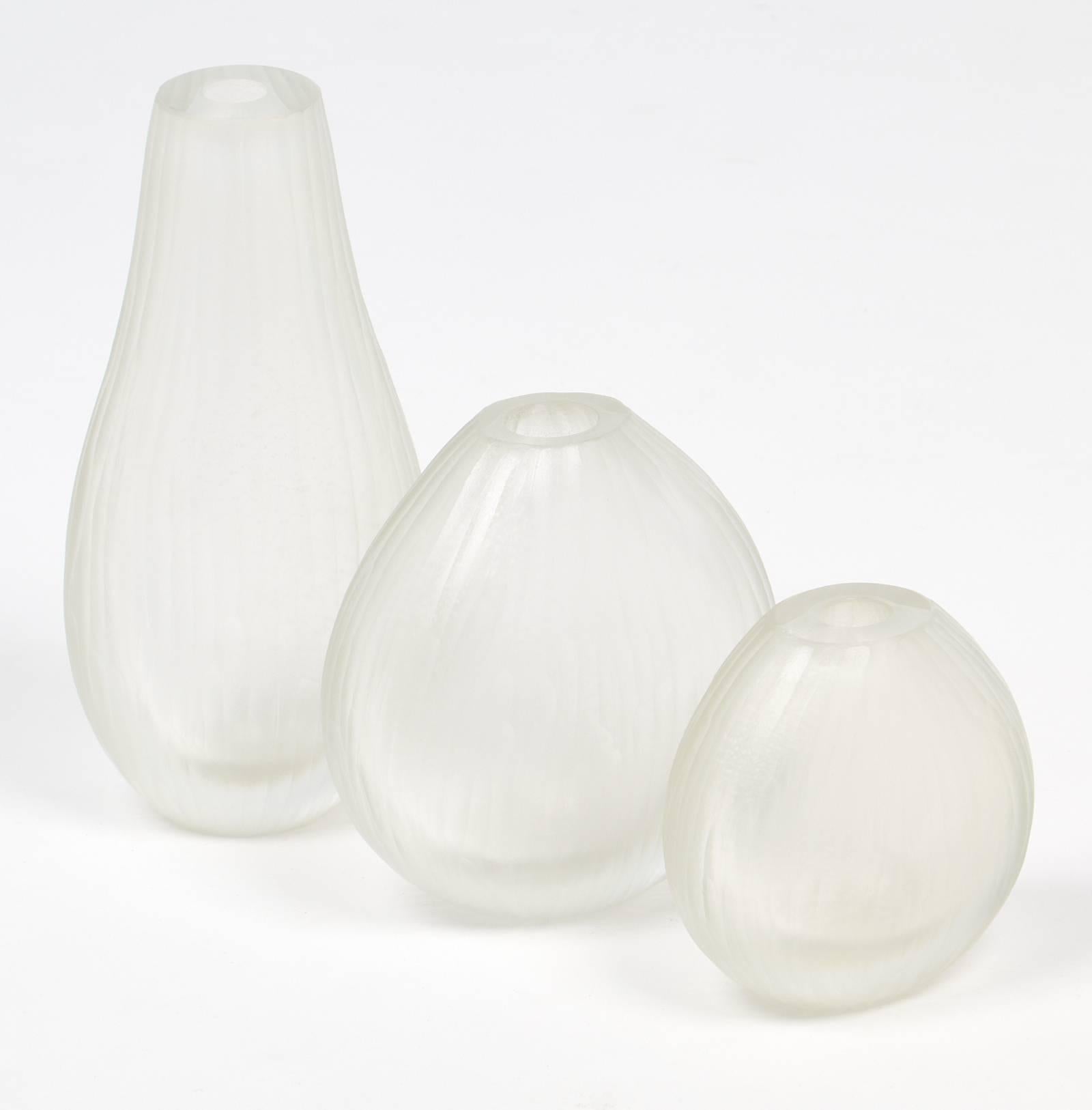 Italian Murano Glass Set of Frosted Vases