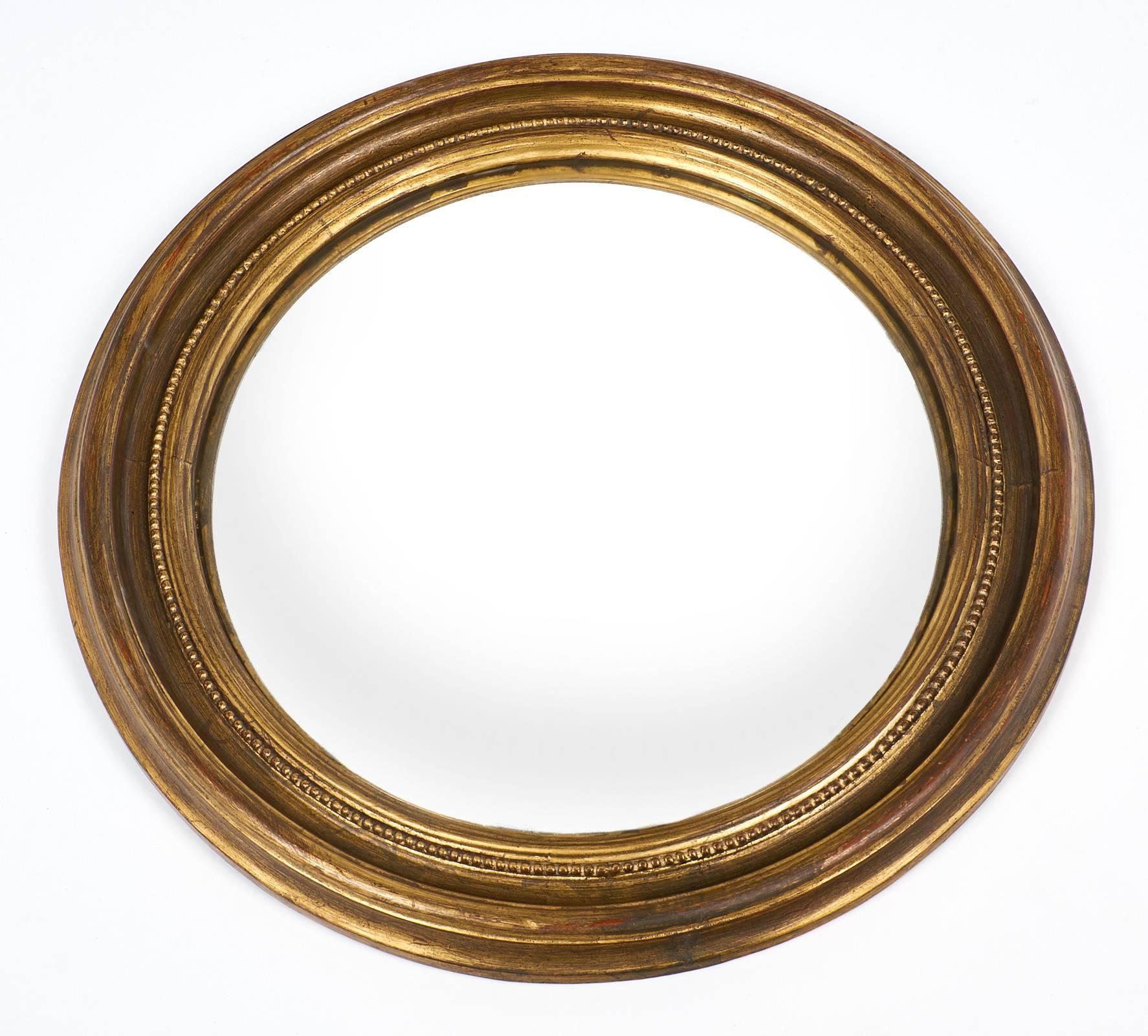 Antique French Louis XVI Style Convex Mirror In Excellent Condition In Austin, TX