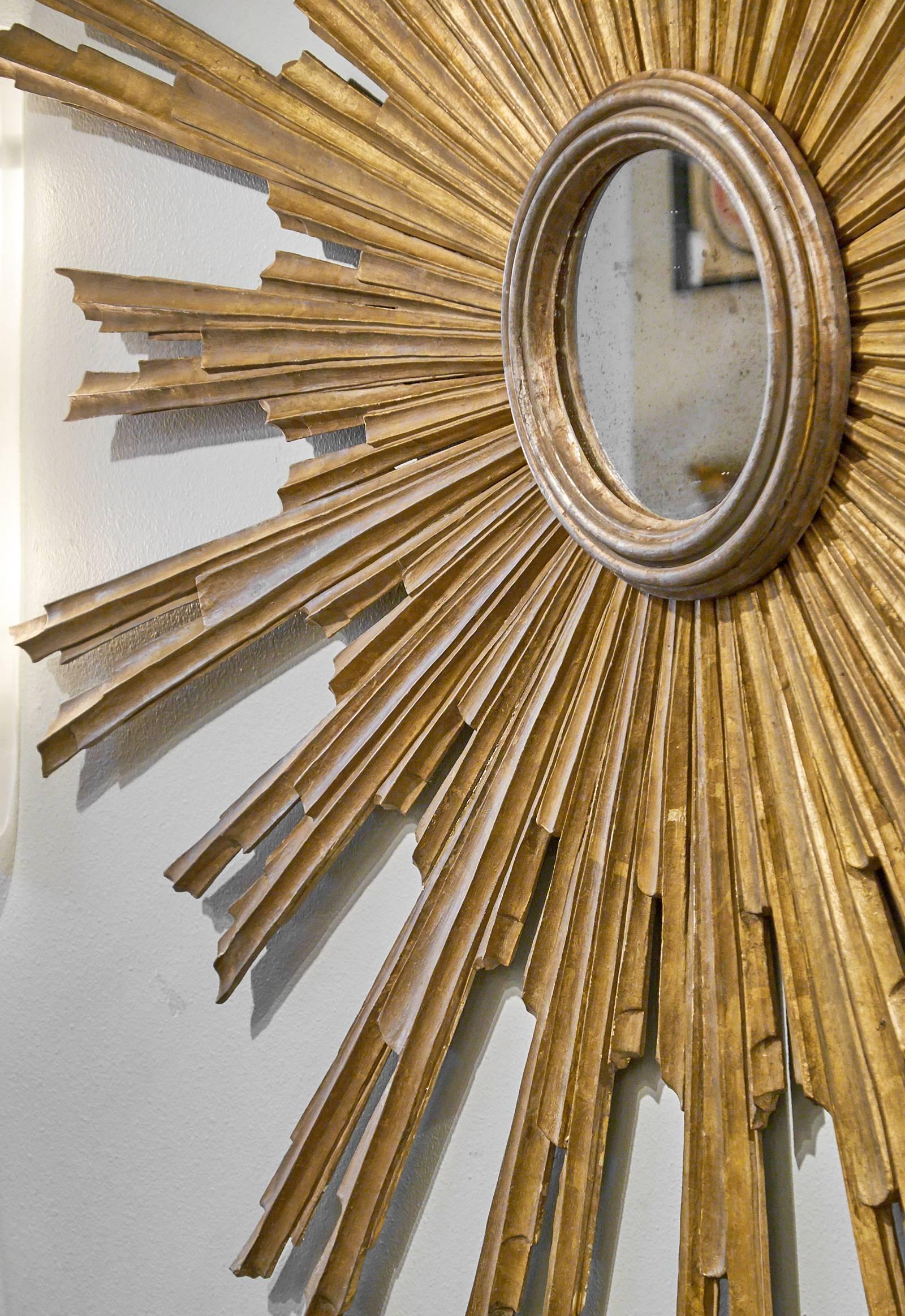 Large Antique Sunburst Mirror from Tuscany 3