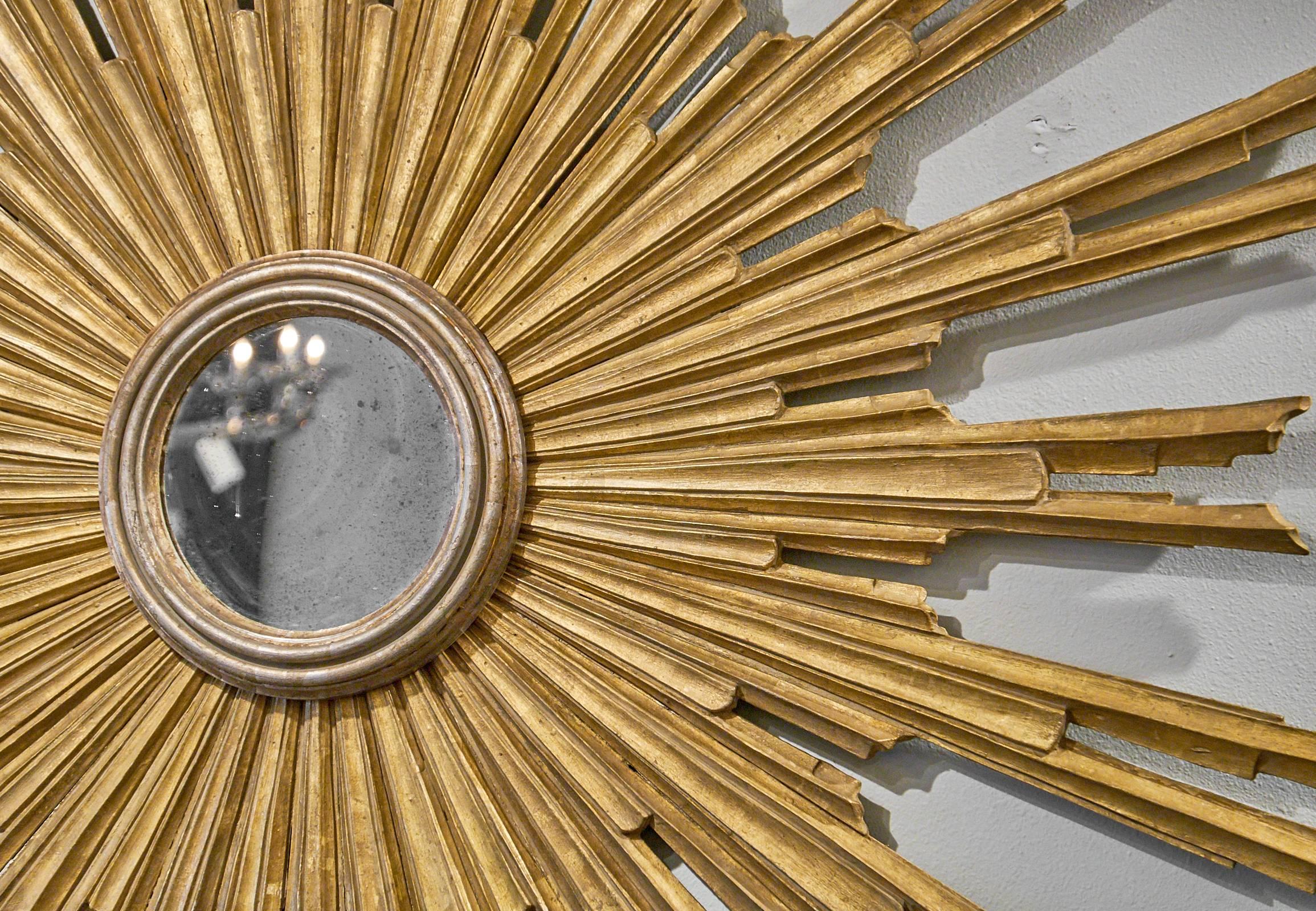 Early 20th Century Large Antique Sunburst Mirror from Tuscany