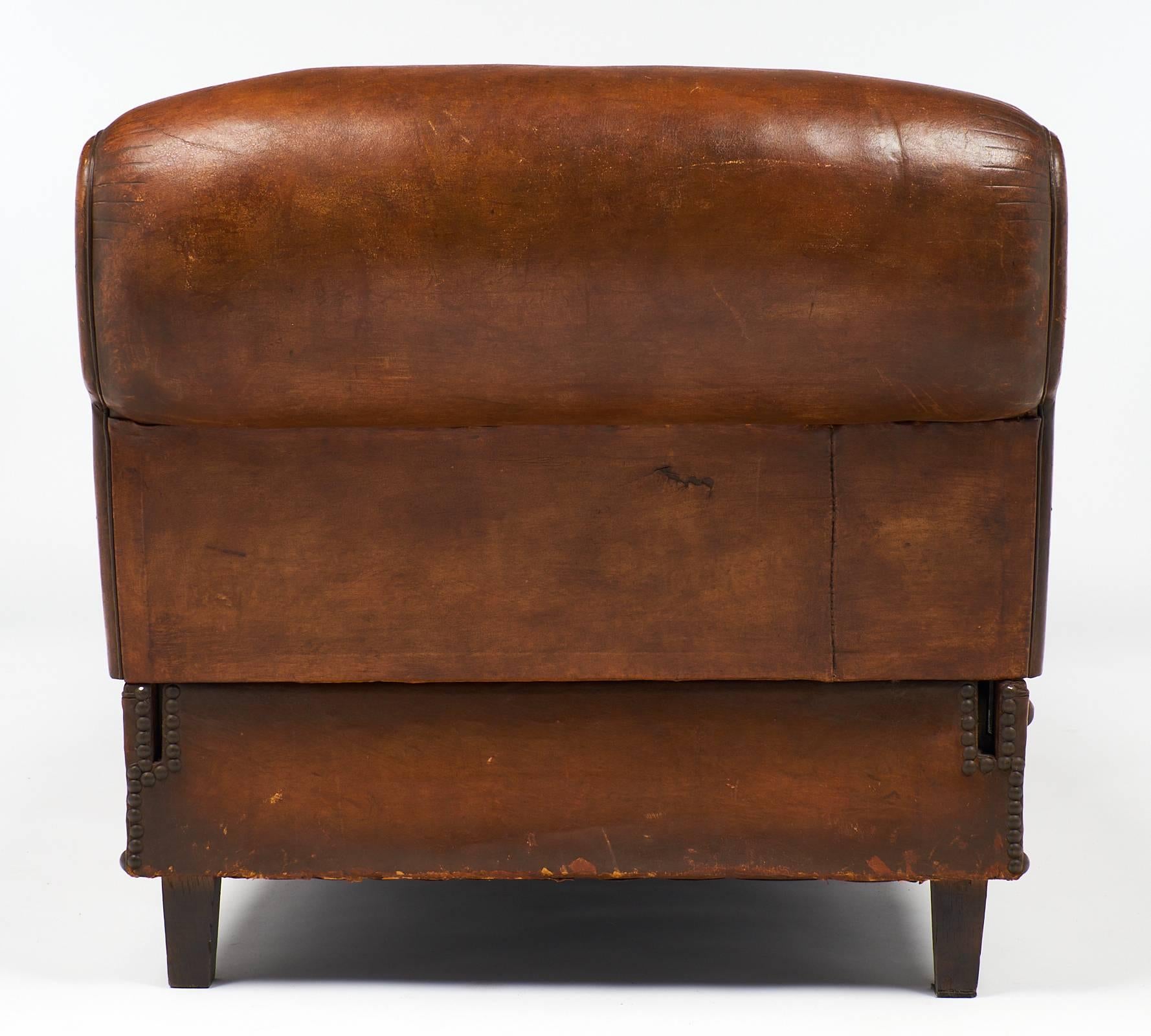 French 1930 Art Deco Leather Banquette 2
