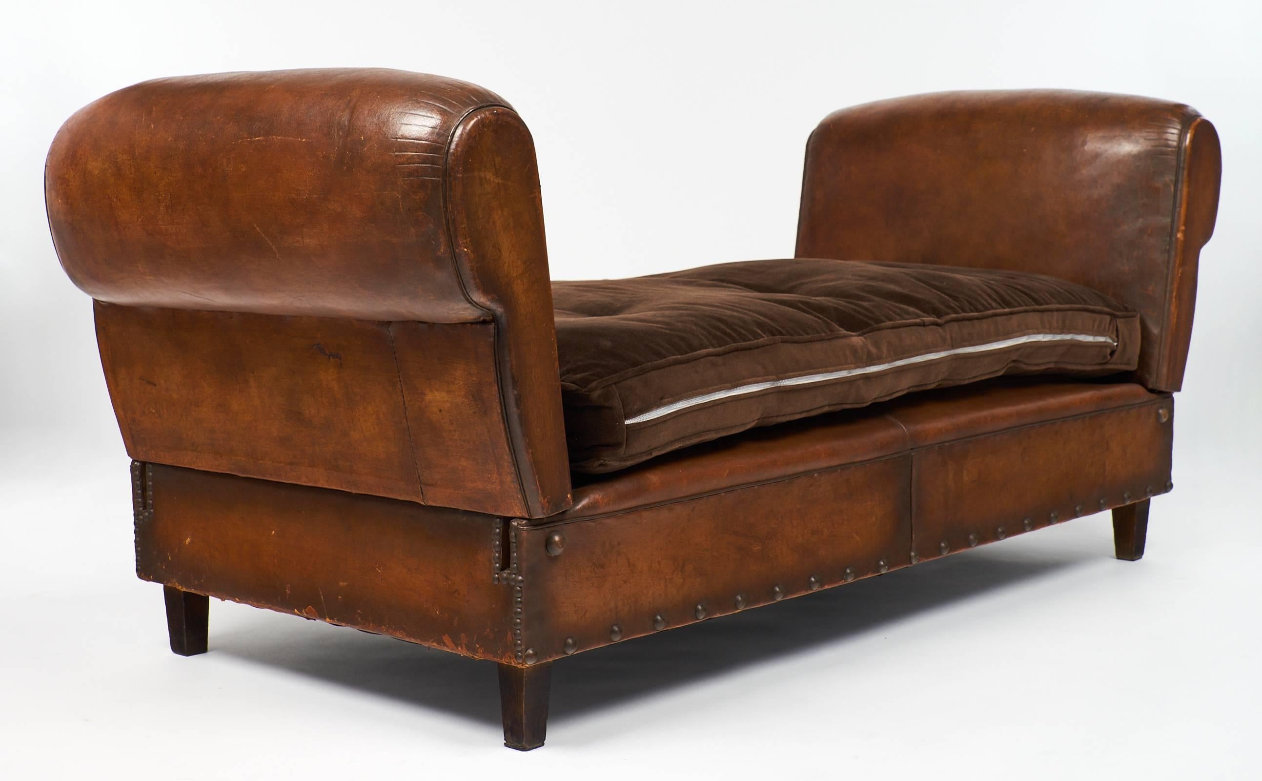 French 1930 Art Deco Leather Banquette 3