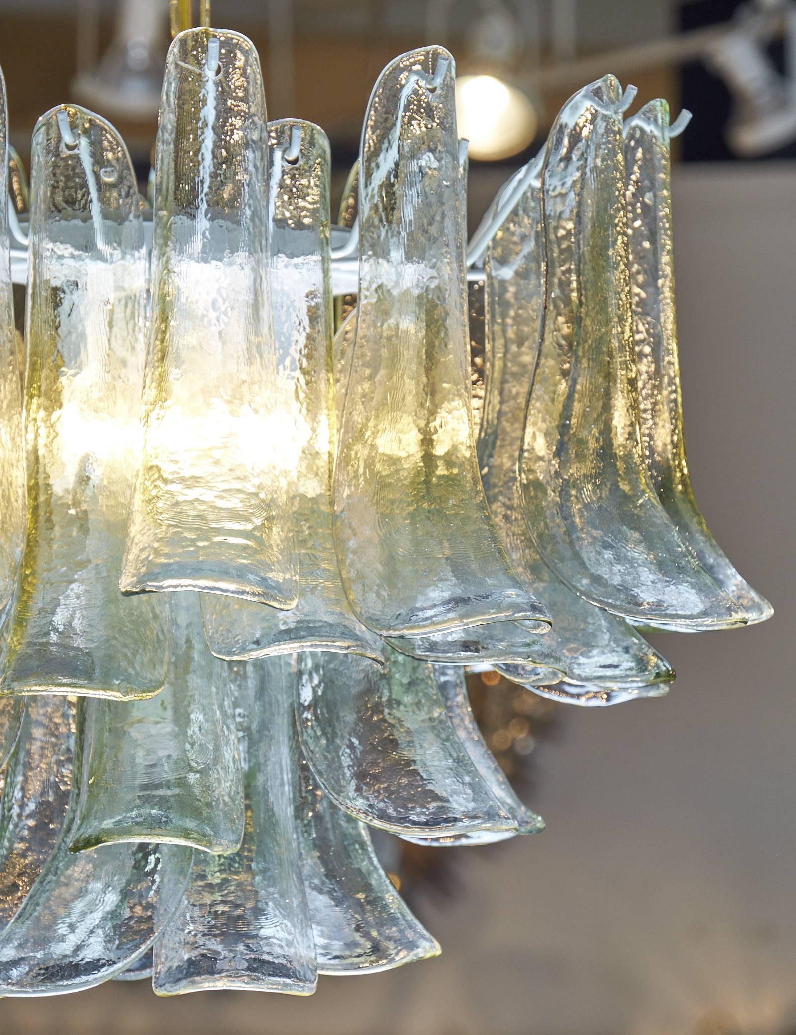 Contemporary Feathered Murano Glass Translucent Chandelier