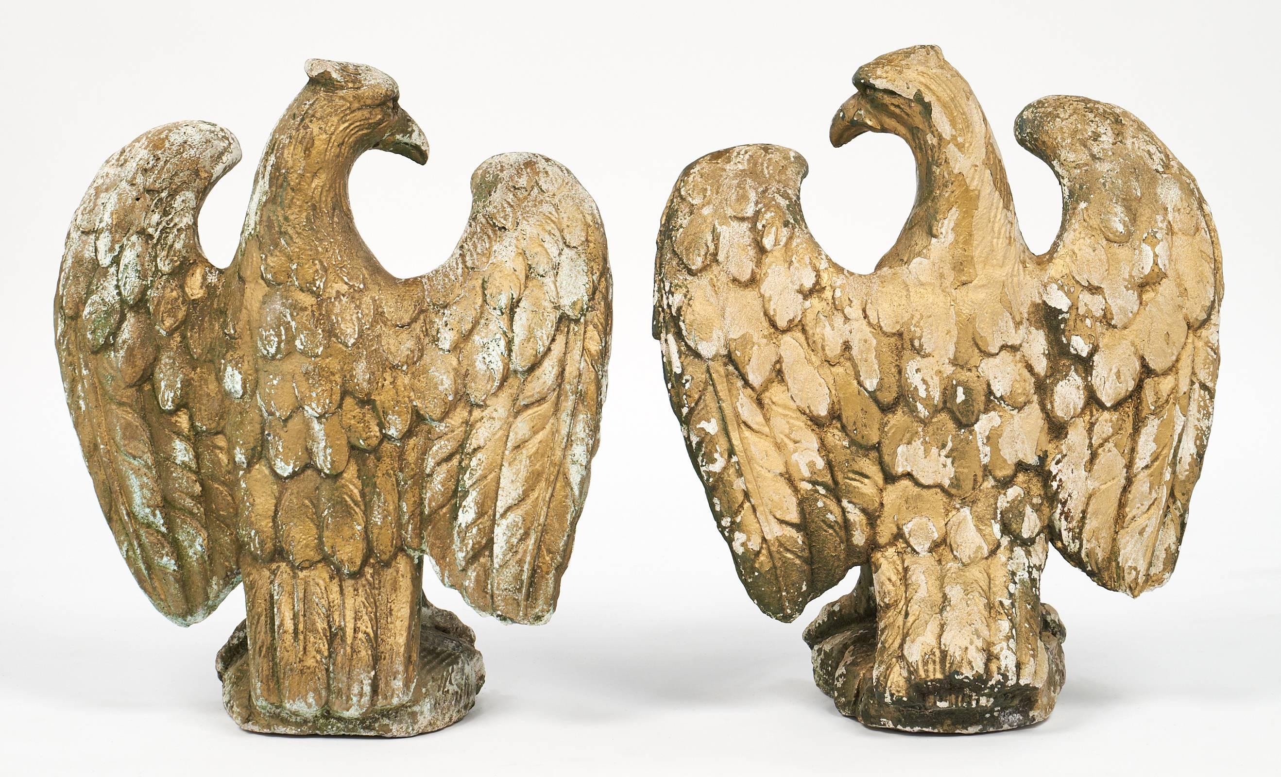 Pair of Vintage French Empire Stone Eagle Statues 4