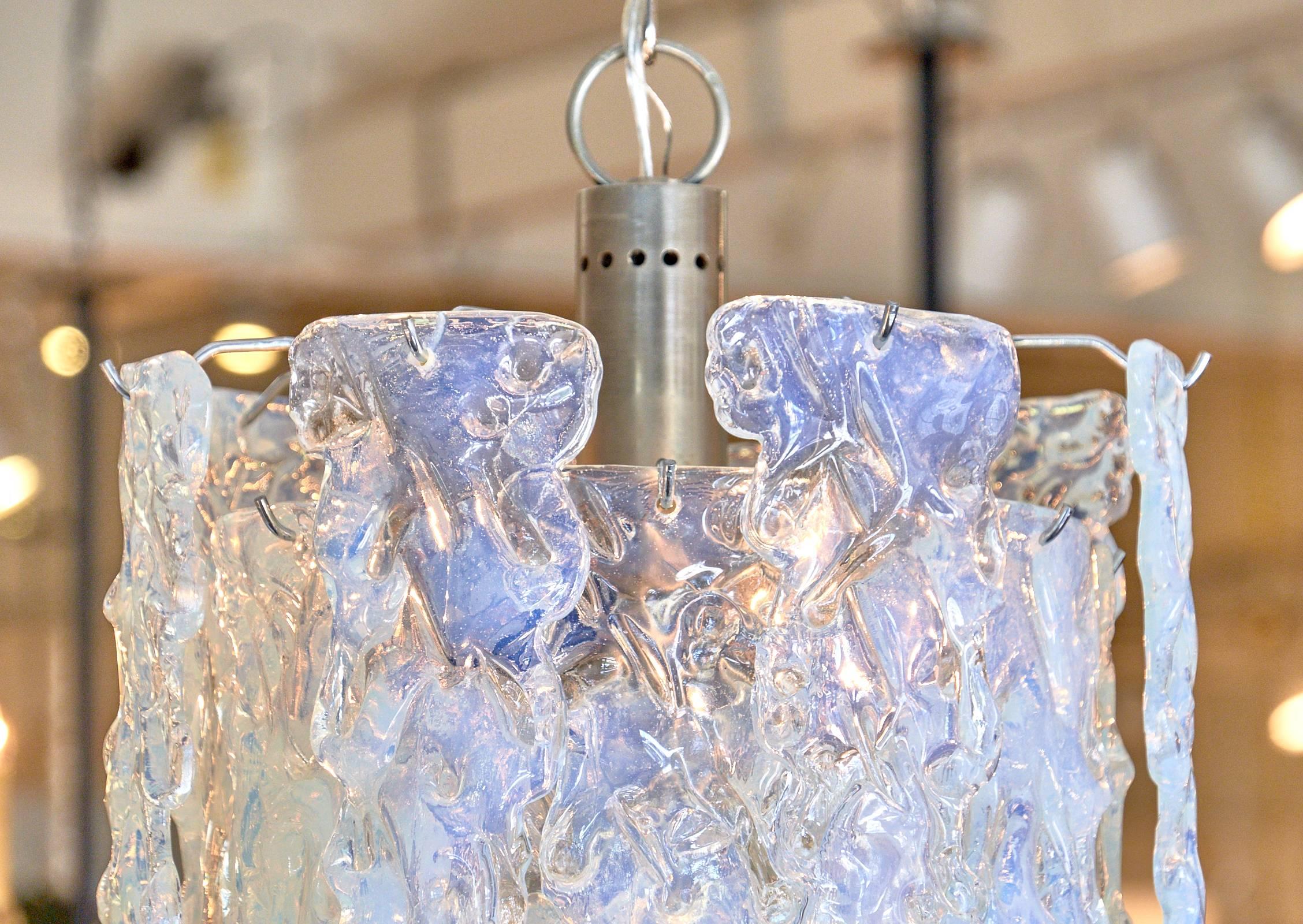 Modern Vintage Iridescent Murano Glass Chandelier For Sale