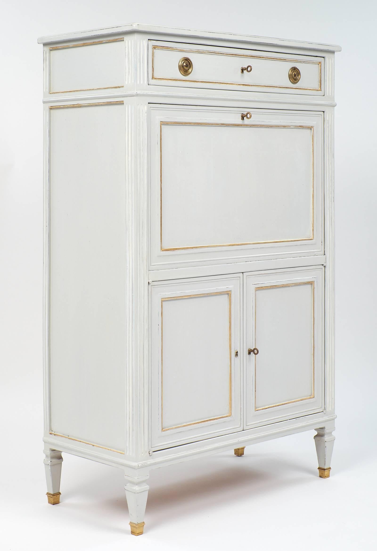 French Directoire Style Antique Painted Secrétaire In Excellent Condition In Austin, TX