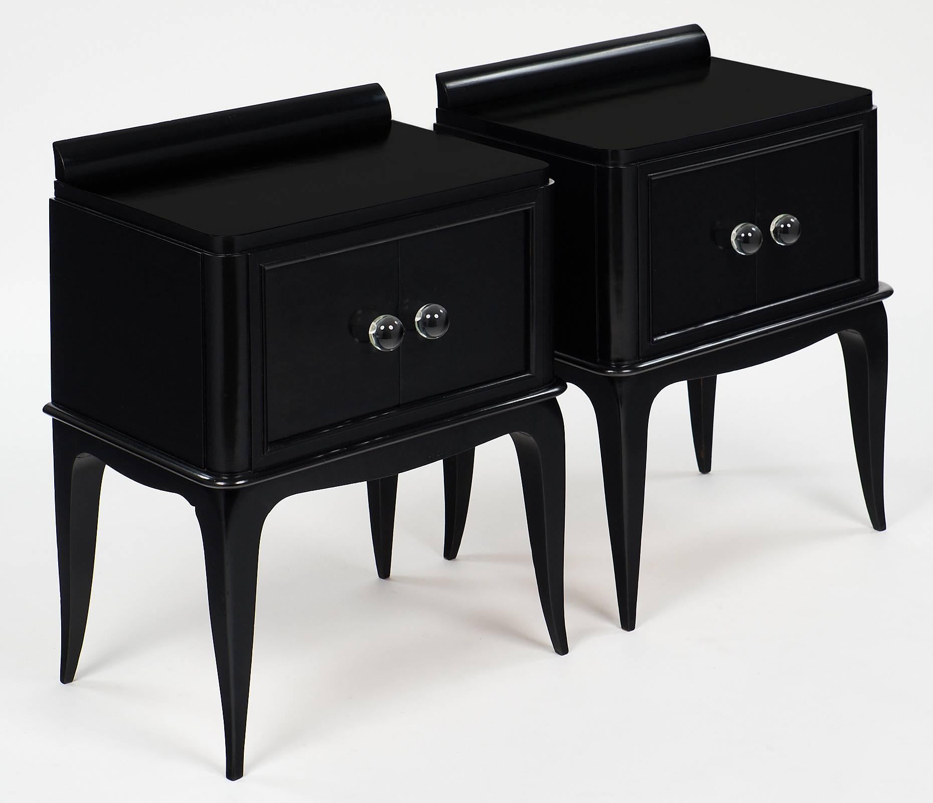 French Art Deco André Arbus Style Ebonized Side Tables