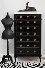 Antique French Louis XVI Style Ebonized Semainier