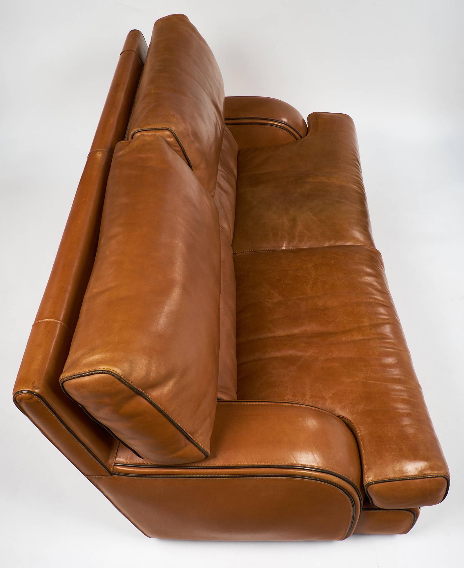 Late 20th Century Italian Vintage Baxter Leather Sofa