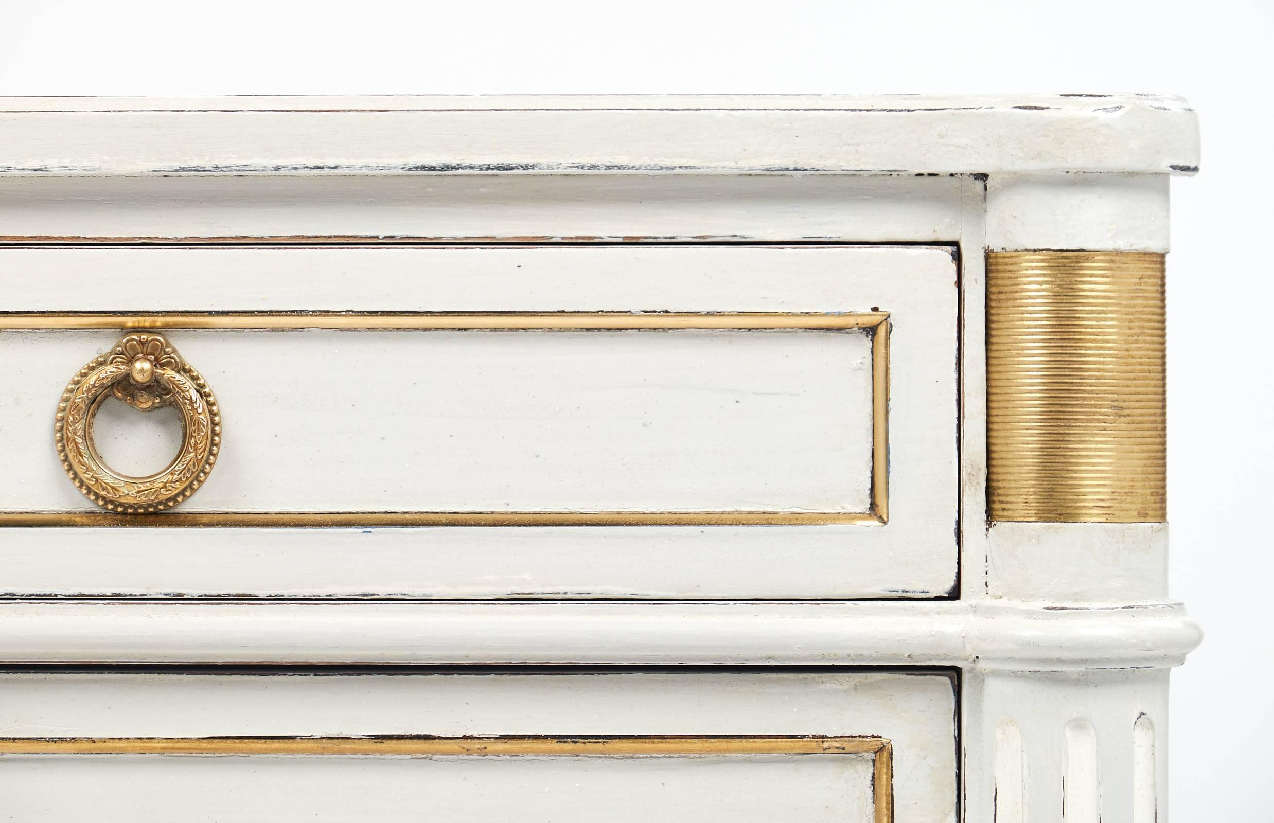 Brass Vintage French Louis XVI Style Painted Chest
