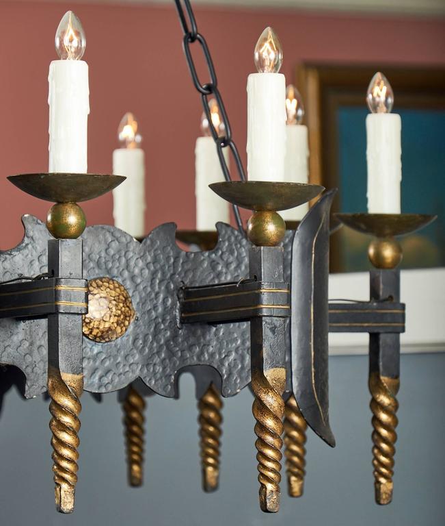 Renaissance Style Antique French Forged Iron Chandelier For Sale at 1stdibs