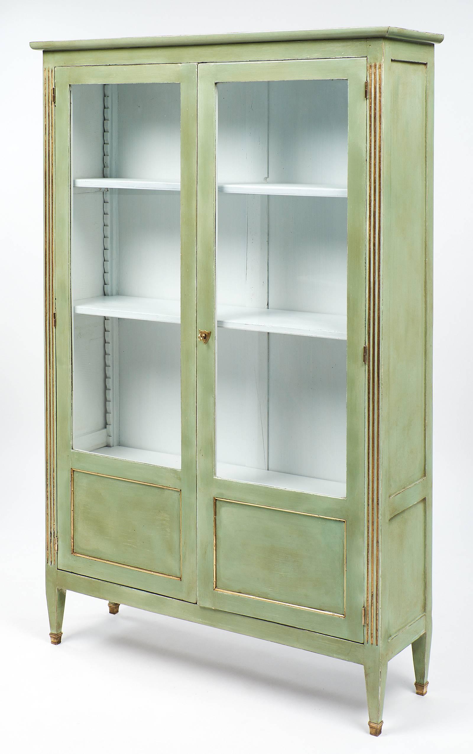 Louis XVI Style Painted Antique French Bookcase In Excellent Condition In Austin, TX