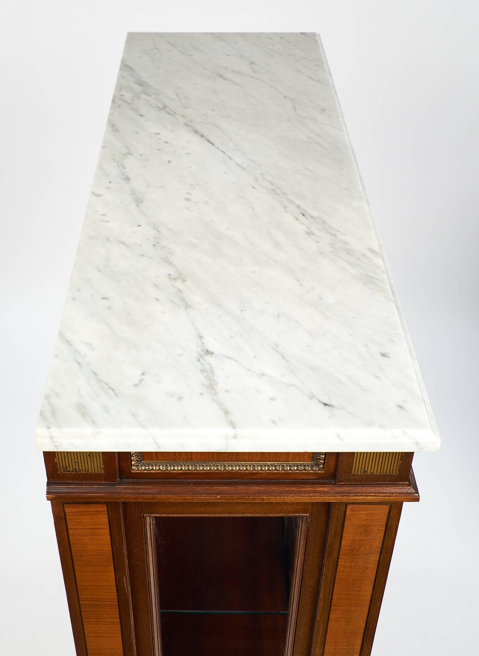 Carrara Marble Antique Louis XVI Style French Bookcase